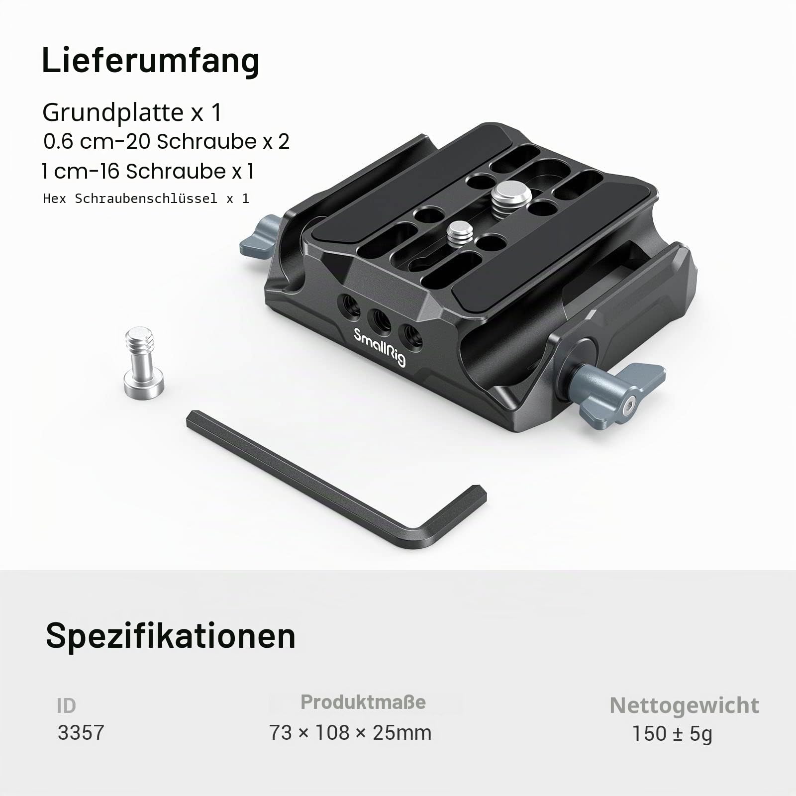 smallrig-3357-universal-lws-baseplate-mit-dual-15mm-rod-aufnahme image 7