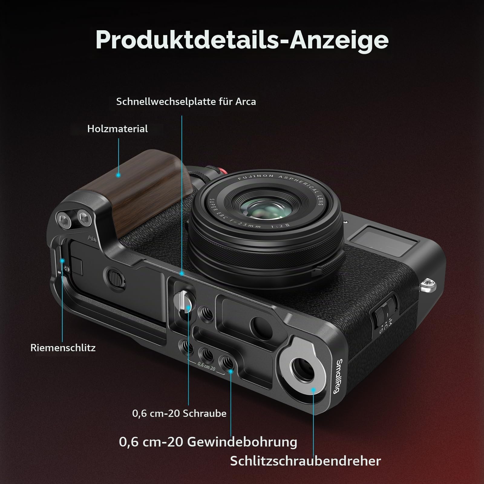 smallrig-4805-l-handgriff-holz-f-r-fujifilm-x100vi-x100v-mit-arca-platte-schwarz image 6