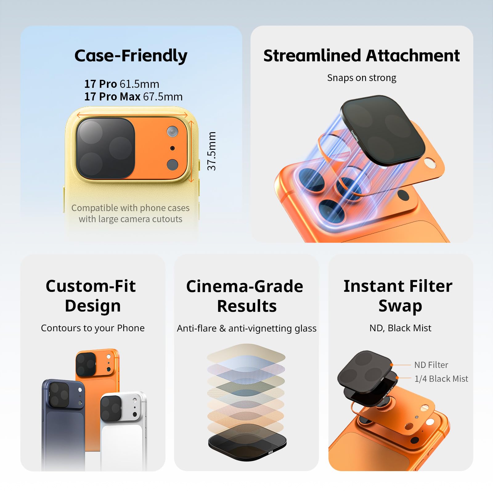 smallrig-6074-square-nd-black-mist-filter-kit-6er-f-r-iphone-17-pro-silber image 3