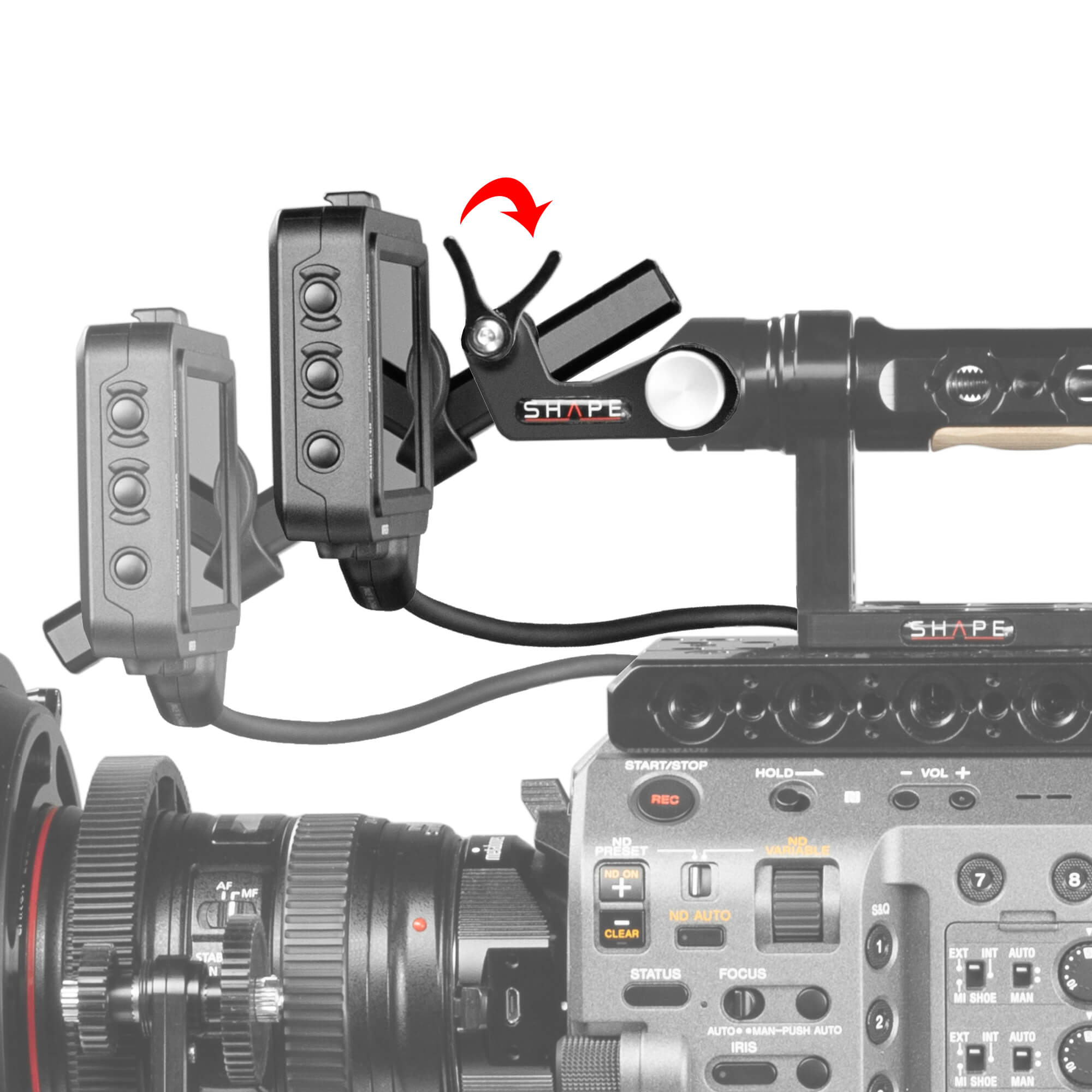 shape-sony-fx9-view-finder-mount-push-button-sucherhalterung-mit-15-mm-rod image 4
