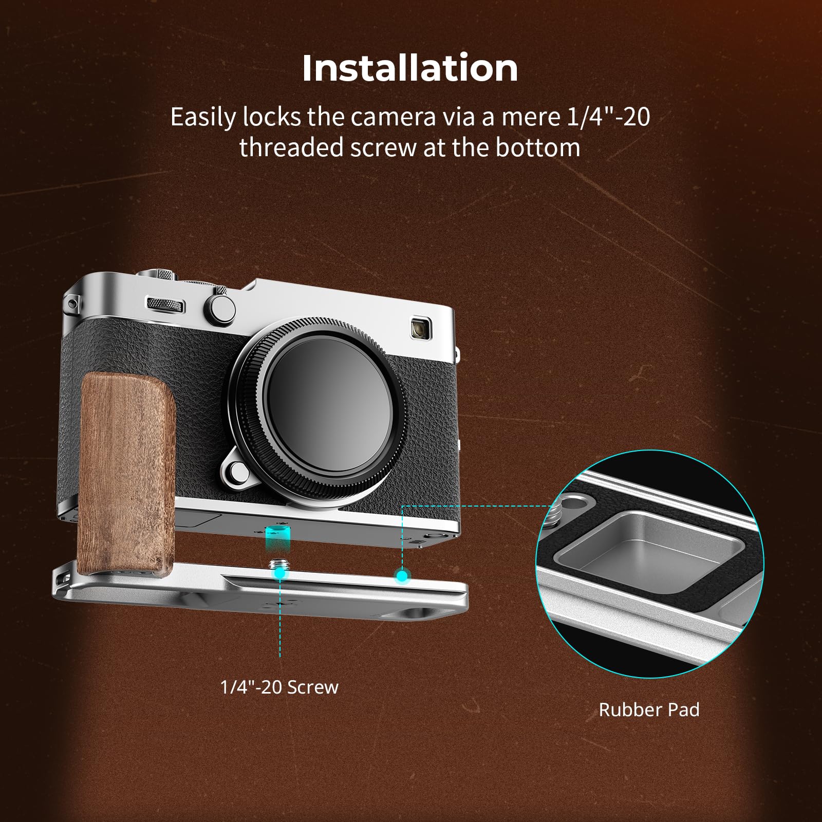 smallrig-hawklock-series-l-griff-5984-palisander-f-r-fujifilm-x-e5-silber image 2