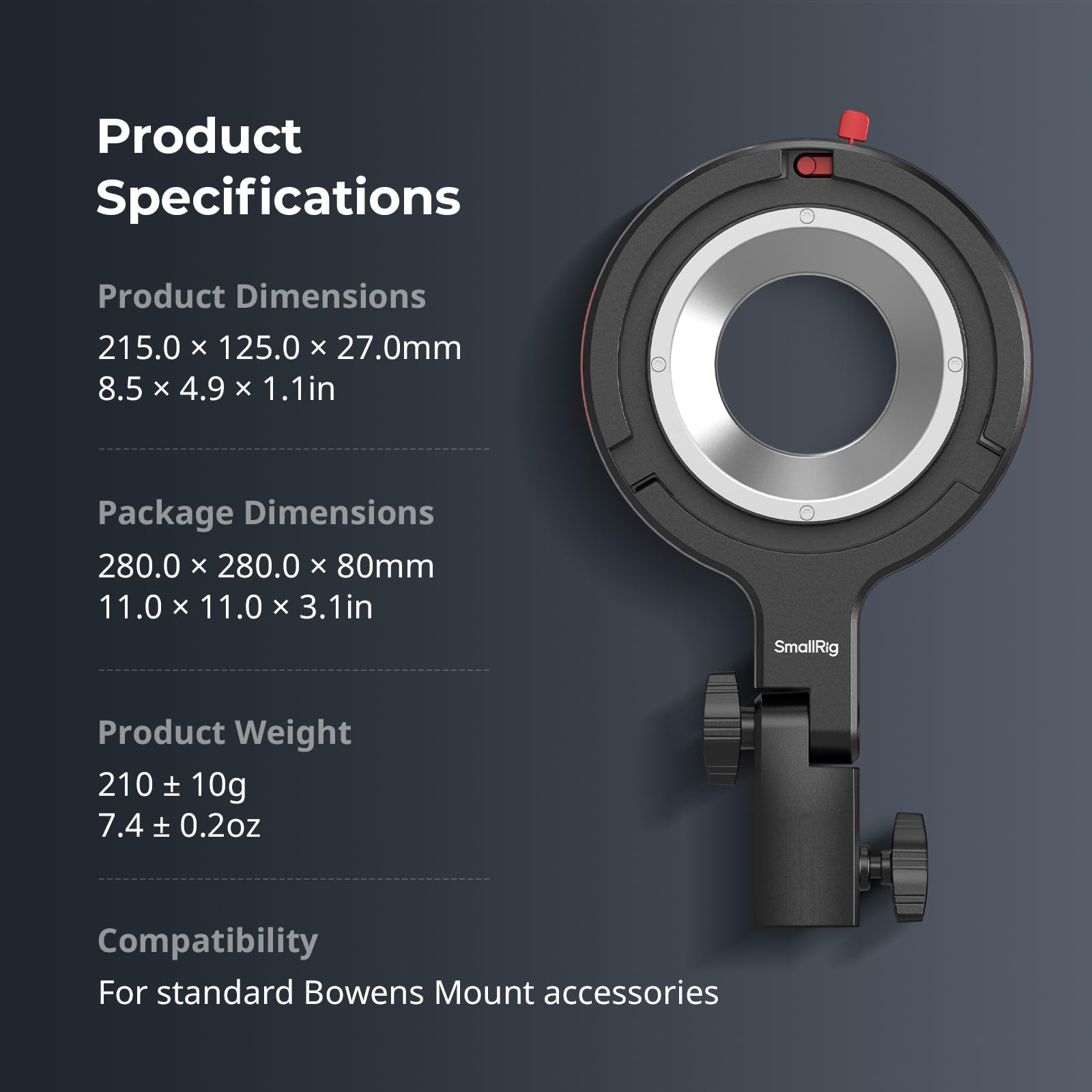 smallrig-bowens-mount-softbox-speed-ring-adapter-4476-f-r-rc-60b-max-1-5-kg image 8