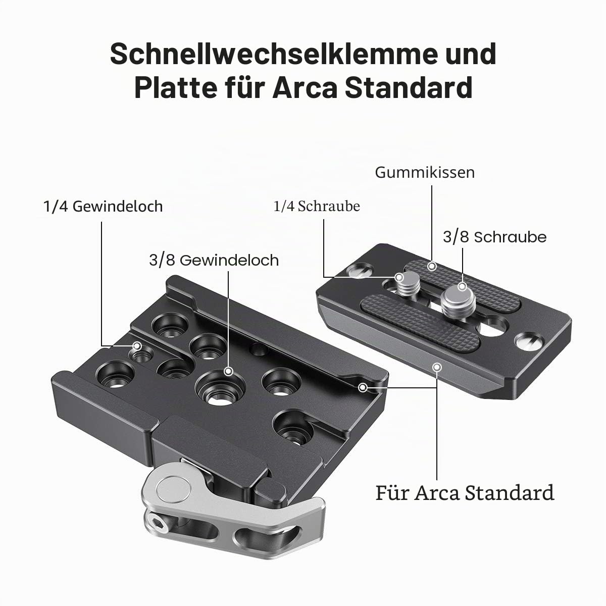 smallrig-quick-release-klemme-und-platte-f-r-arca-swiss-standard-2144b-mit-hebel image 4