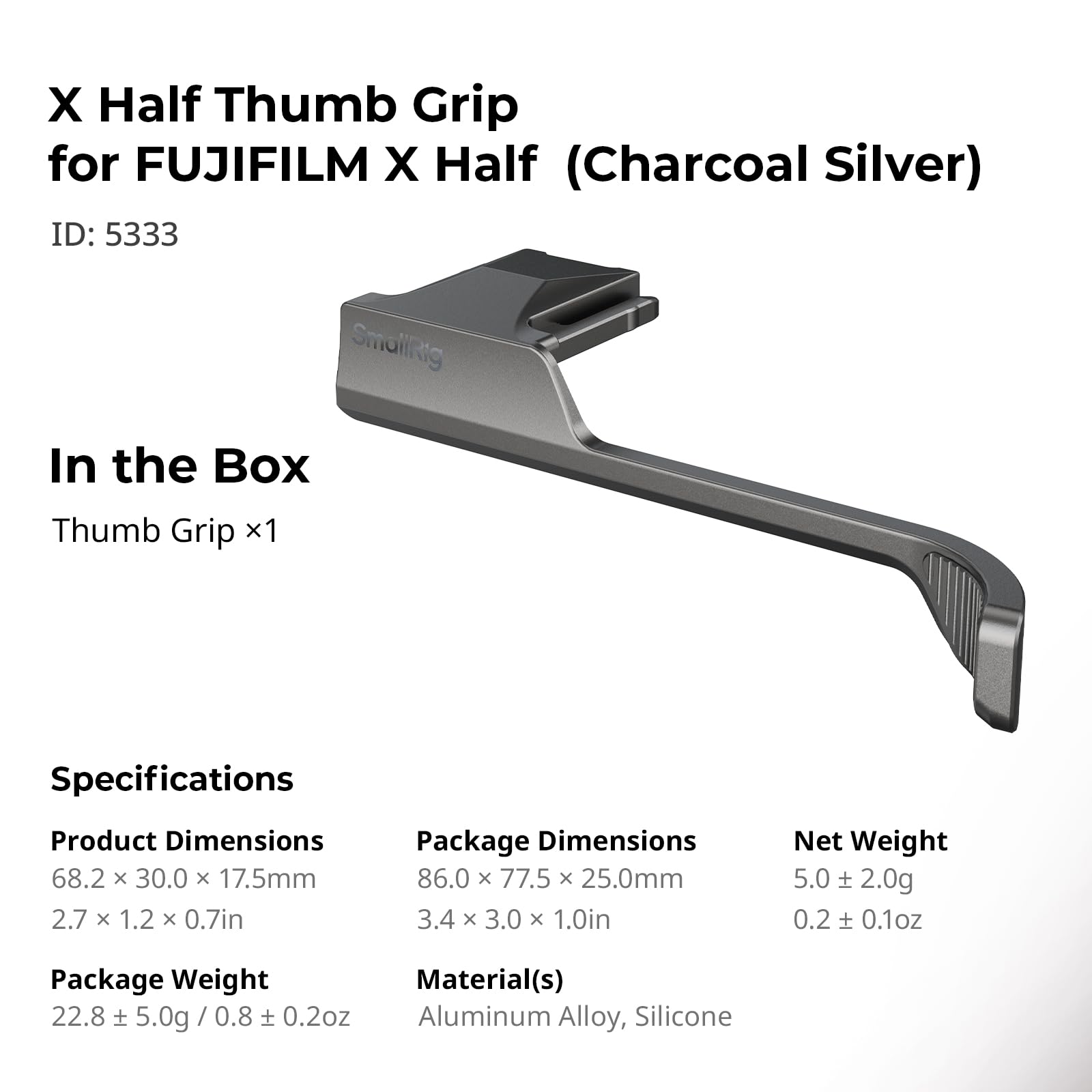 smallrig-x-half-daumengriff-5333-f-r-fujifilm-x-half-kohlesilber image 7