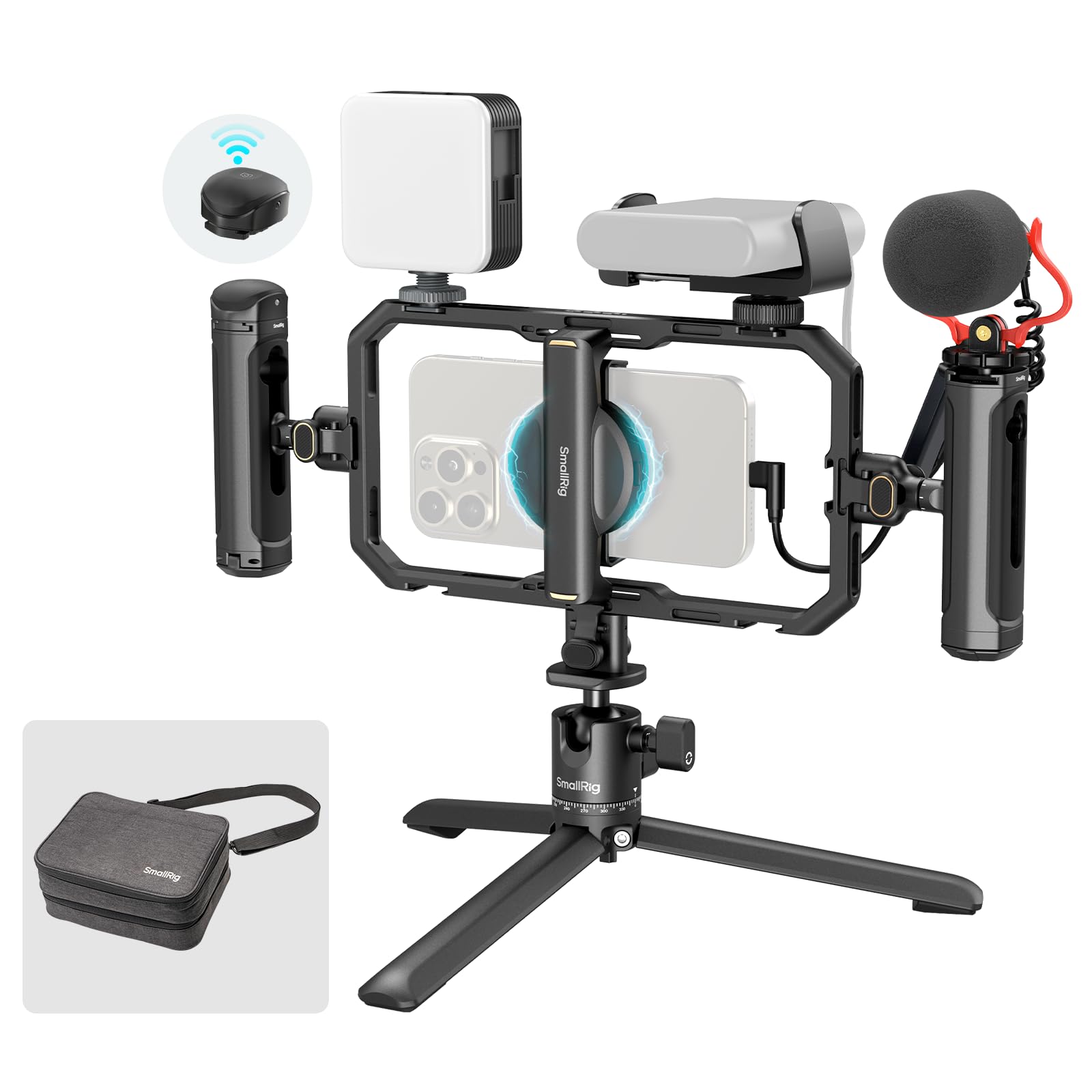 smallrig-4704-all-in-one-universal-quick-release-phone-rig-kit-pro-mit-led-mikro image 1