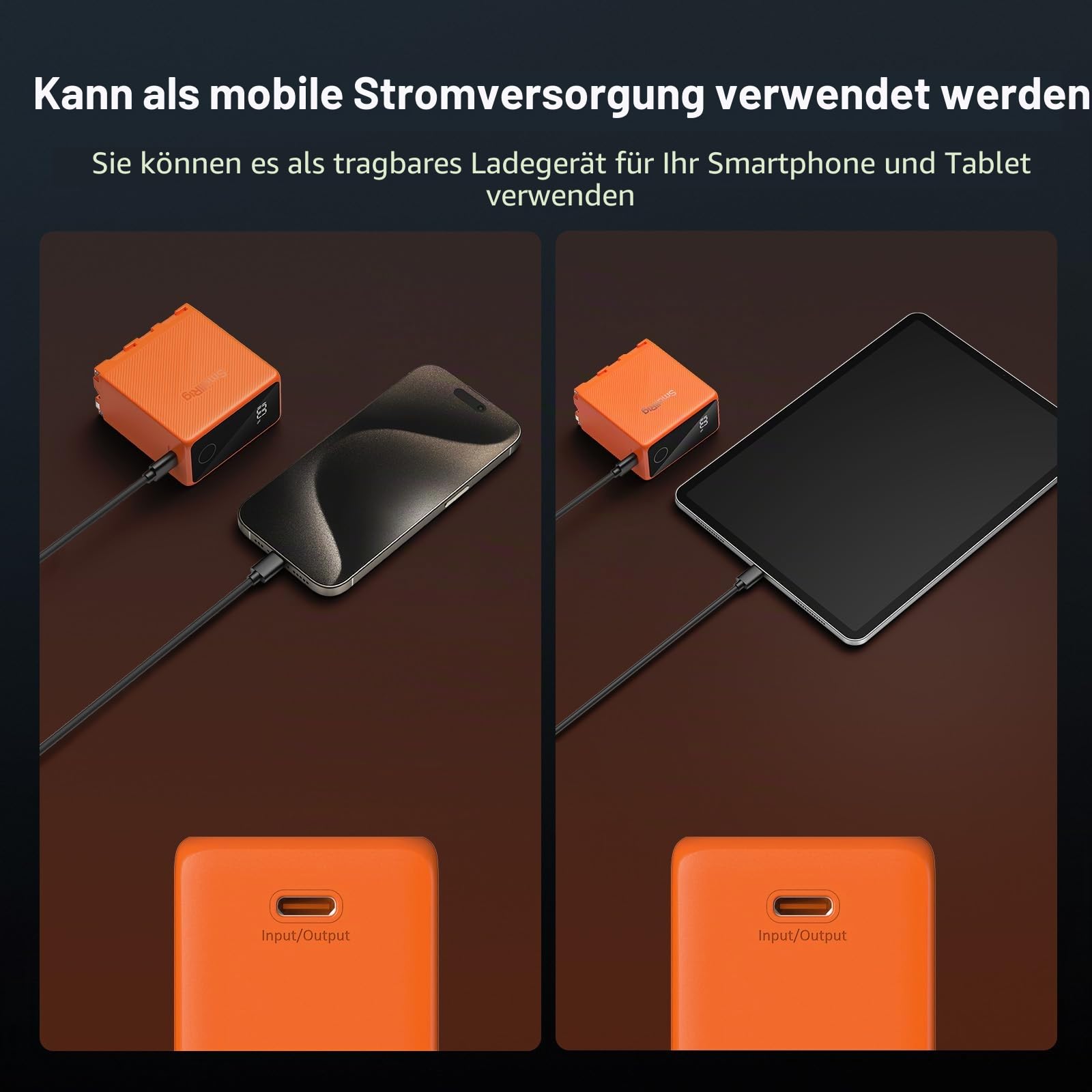 smallrig-np-f970-akku-4576-10500mah-mit-pd-36w-usb-c-und-oled-display-orange image 6