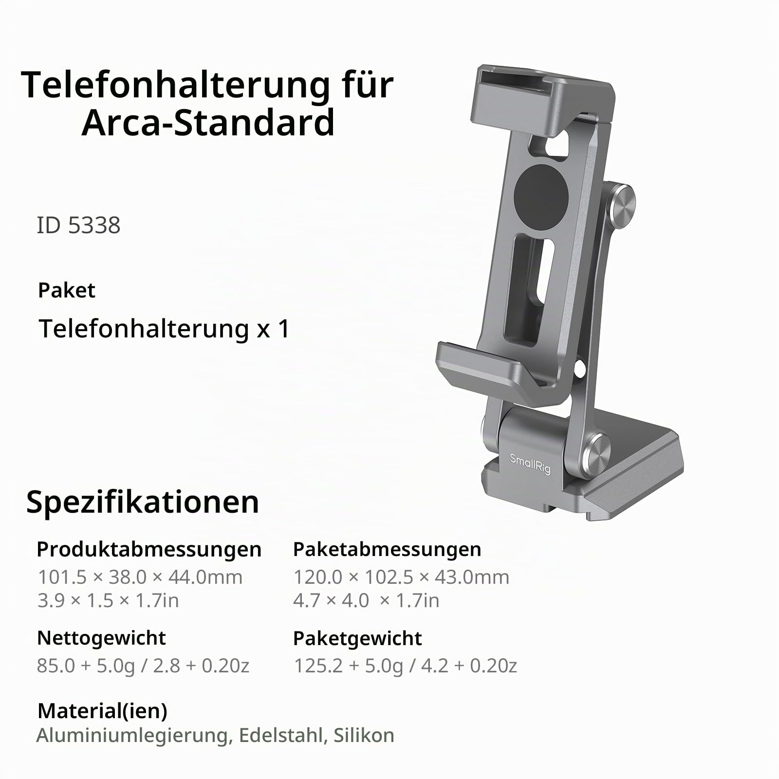 smallrig-metall-handyhalterung-5338-mit-arca-swiss-grundplatte image 7