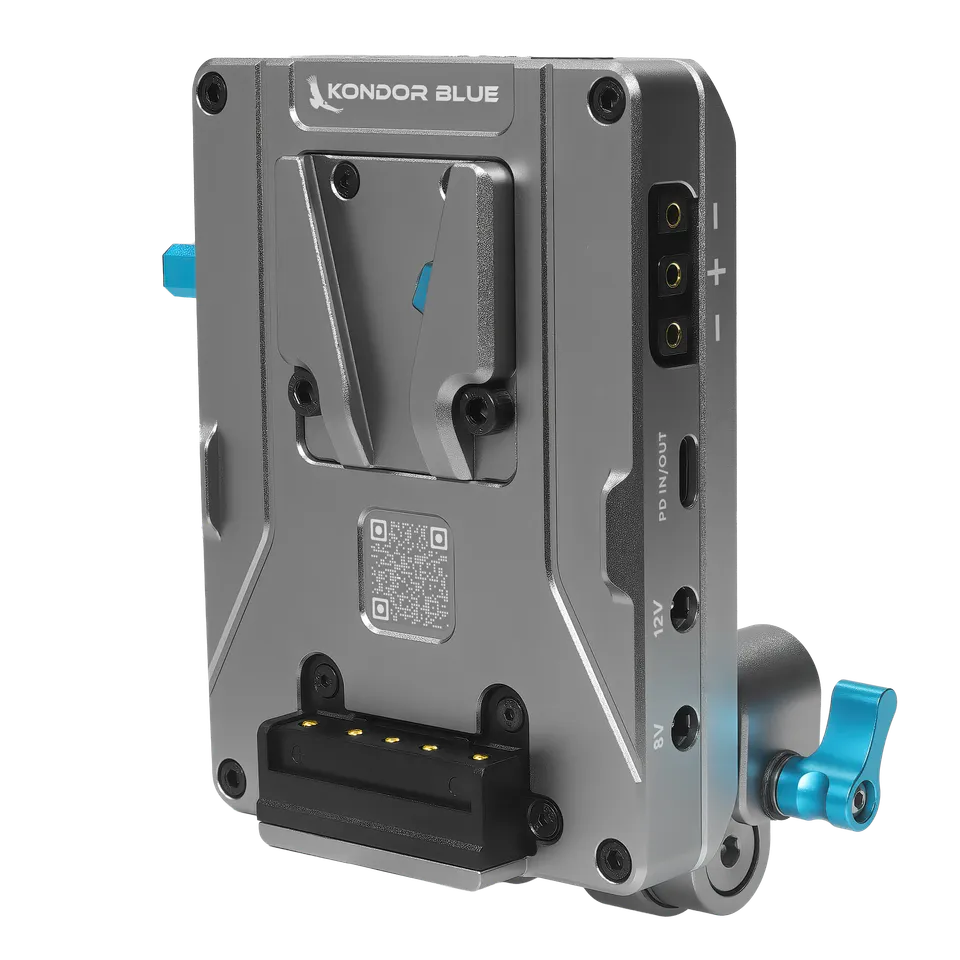 kondor-blue-v-mount-pro-battery-plate-mit-swiveling-rod-block image 1