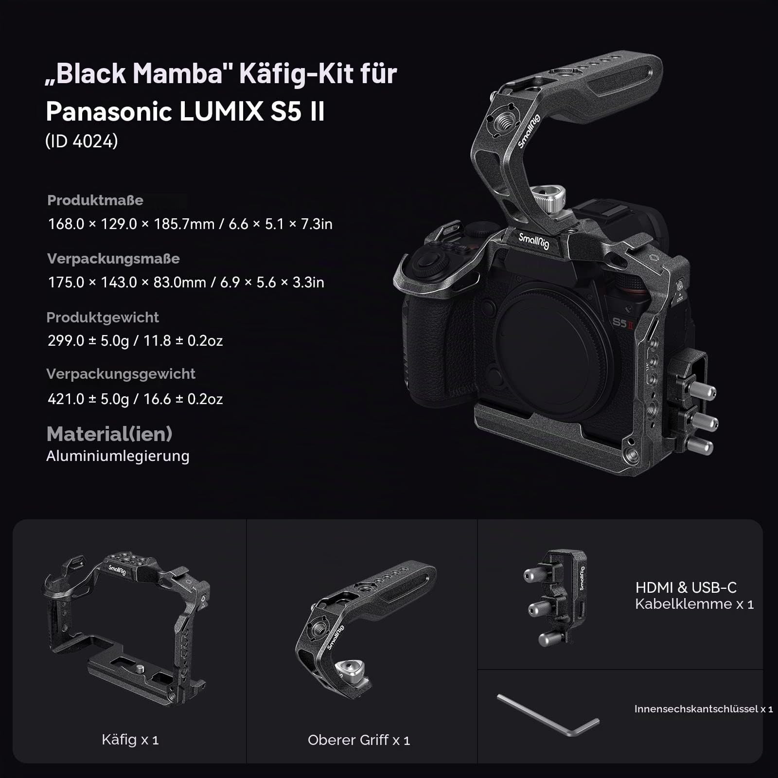 smallrig-4024-cage-kit-f-r-panasonic-lumix-s5-ii-s5-iix-g9-ii-mit-top-griff image 8