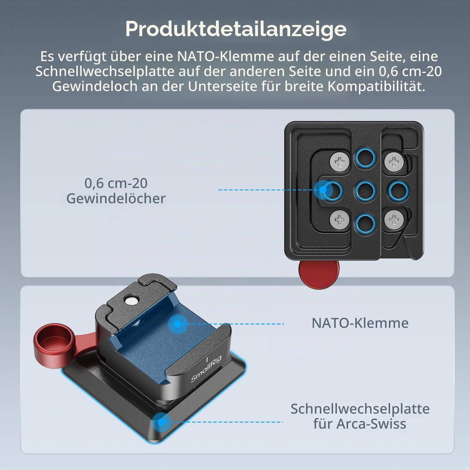 smallrig-md4857-nato-klemme-auf-schnellwechselplatte-f-r-arca-swiss image 2