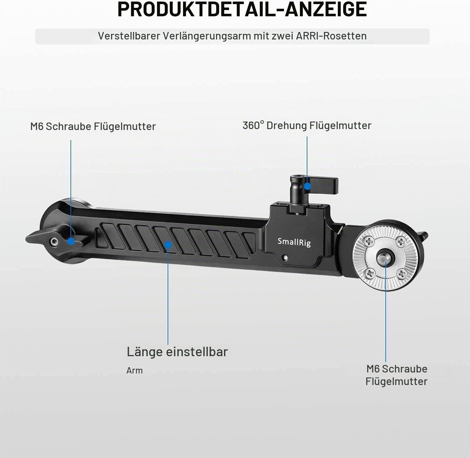 smallrig-rosetten-verl-ngerungsarm-1870-f-r-sony-fs5-fs7-griff-168-255-mm image 2