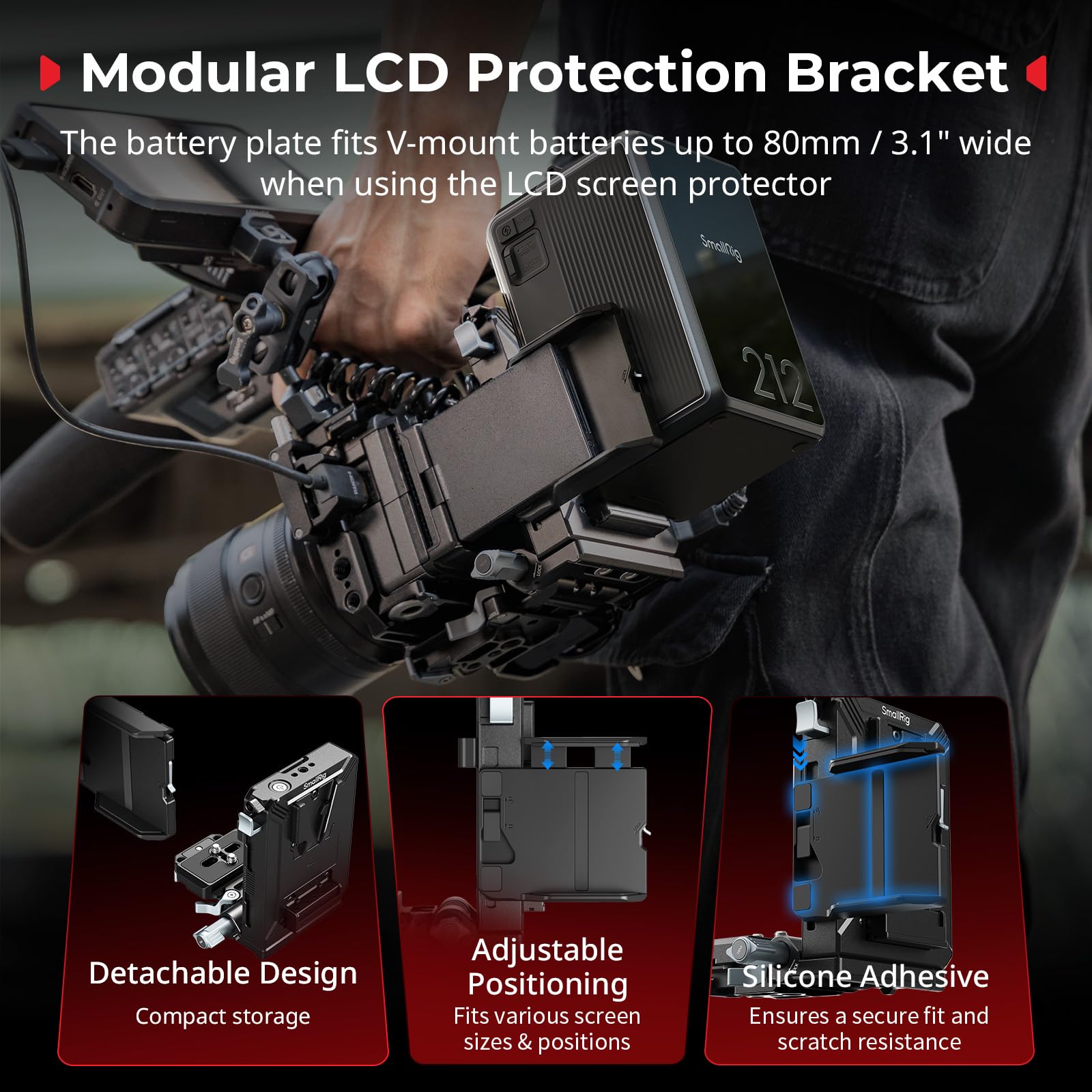 smallrig-v-mount-akkuplatten-kit-arca-qr-mit-lcd-schutz-d-tap-usb-c image 3