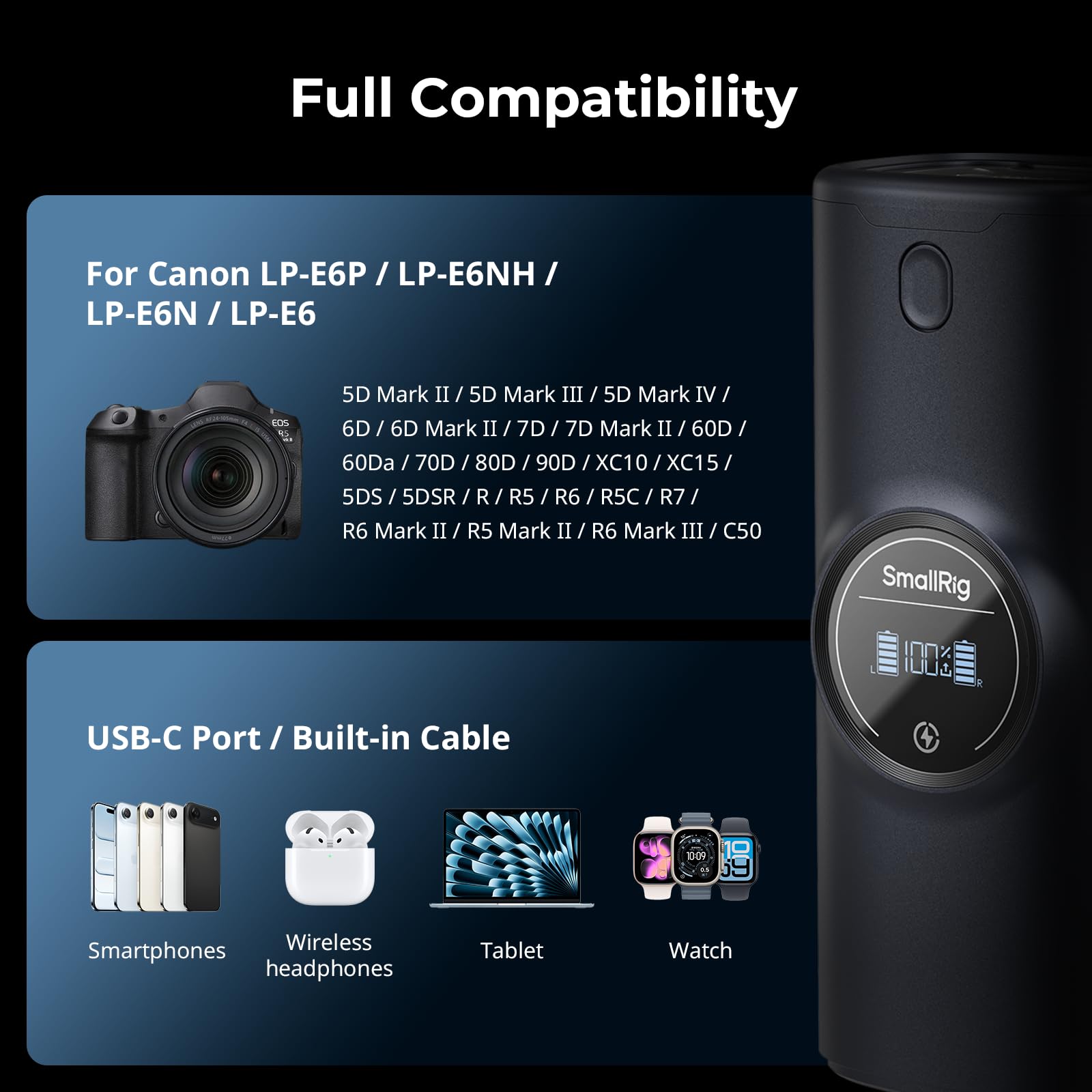 smallrig-5108-lp-e6p-powerbank-13600-mah-mit-36w-dual-lader-f-r-canon image 4