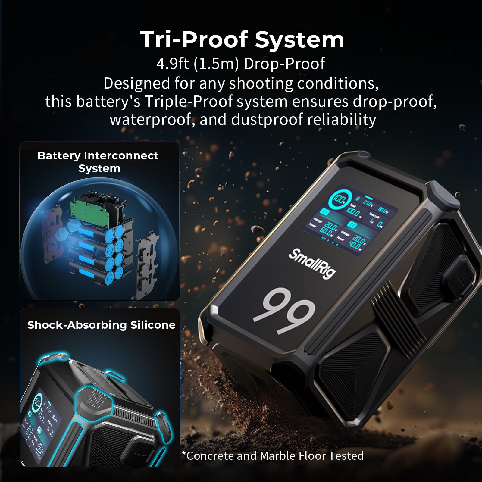 smallrig-4984-v-mount-akku-x99-99wh-6800mah-v-mount-battery-mit-100w-pd-touchscr image 6