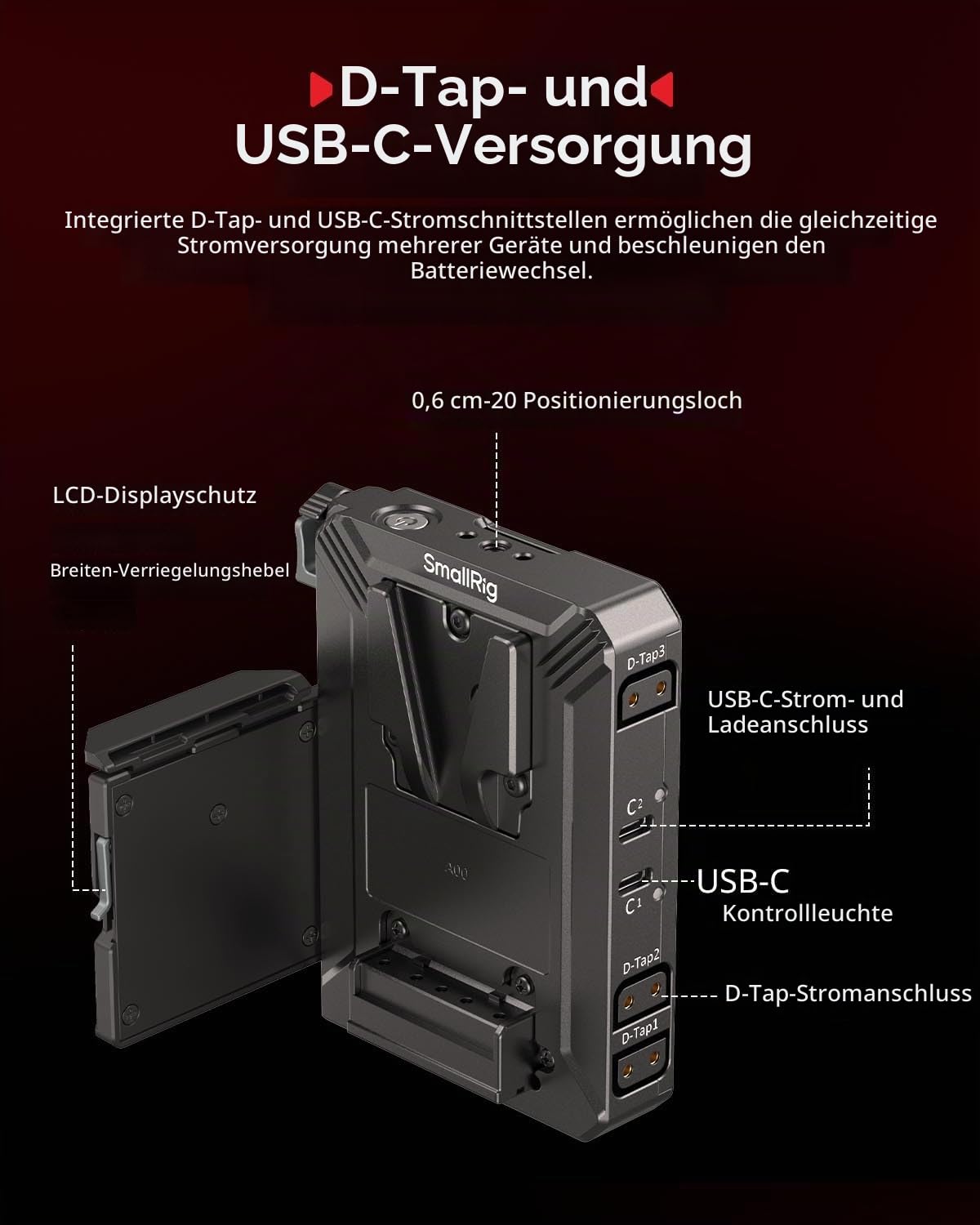 smallrig-5228-v-mount-akkuplatte-mit-lcd-schutz-d-tap-und-usb-c-65w image 5