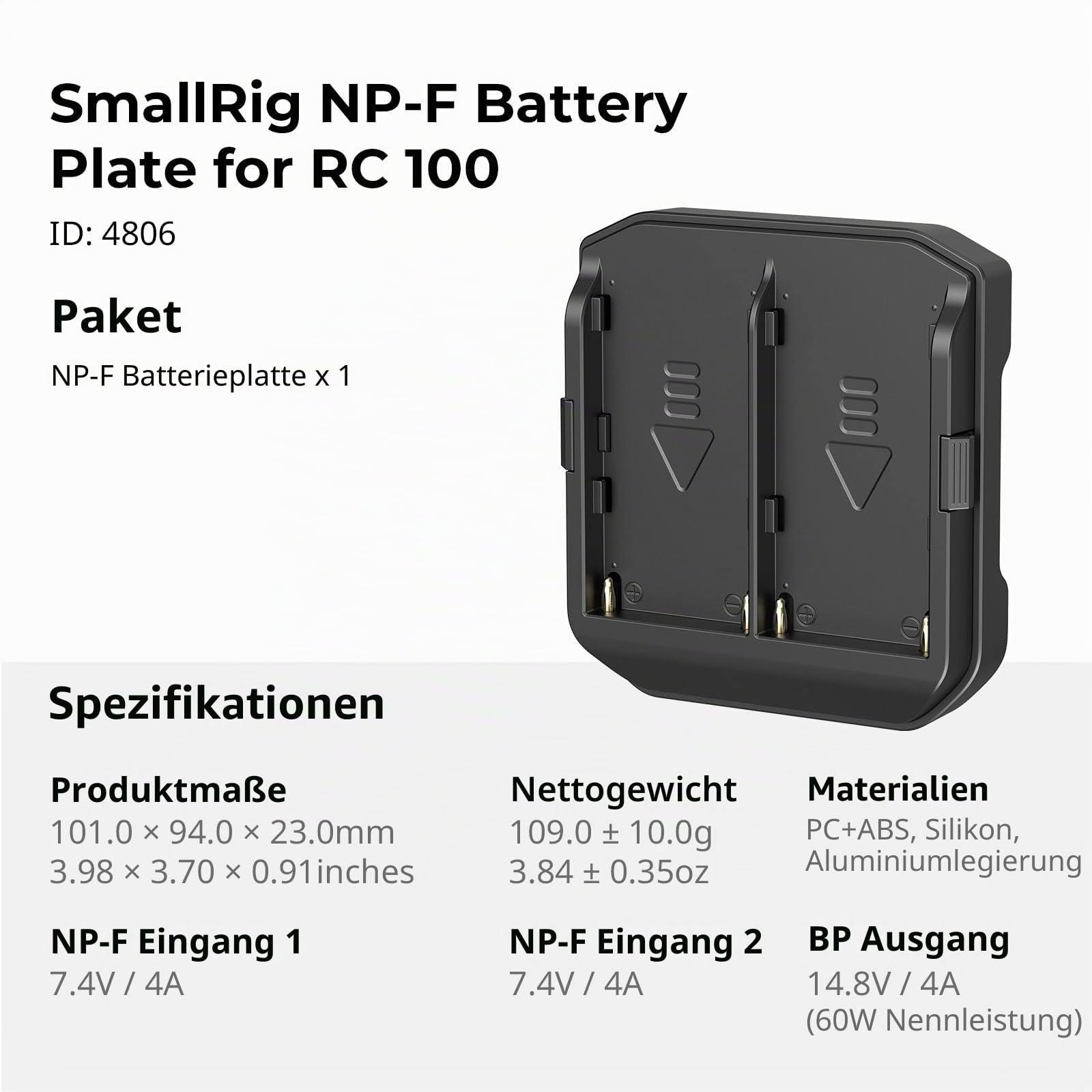 smallrig-4806-ultra-slim-np-f-akkuplatte-60-w-f-r-rc-100b-rc-100c image 6