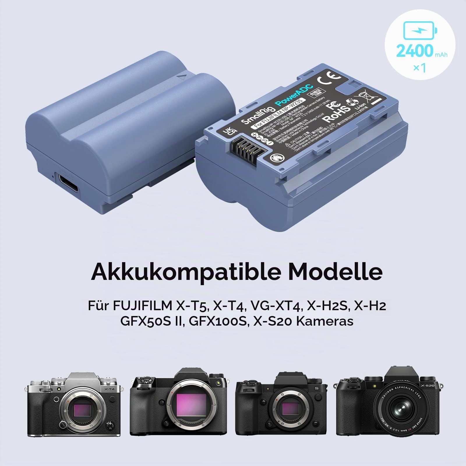 smallrig-4266-np-w235-kamera-akku-2400mah-mit-usb-c-f-r-fujifilm image 4