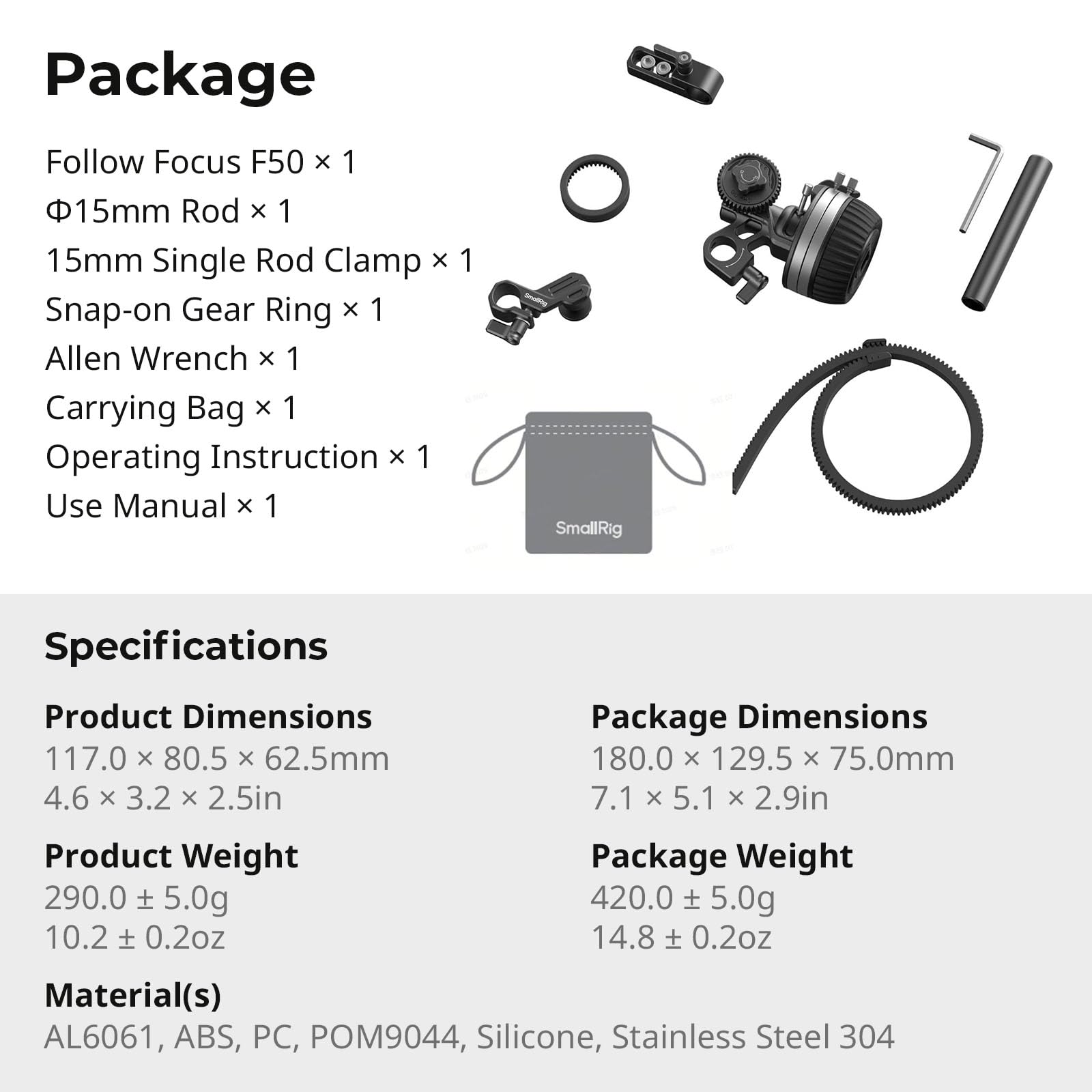 smallrig-follow-focus-f50-4745-mit-15-mm-stange-f-r-dslr-sony-canon image 8