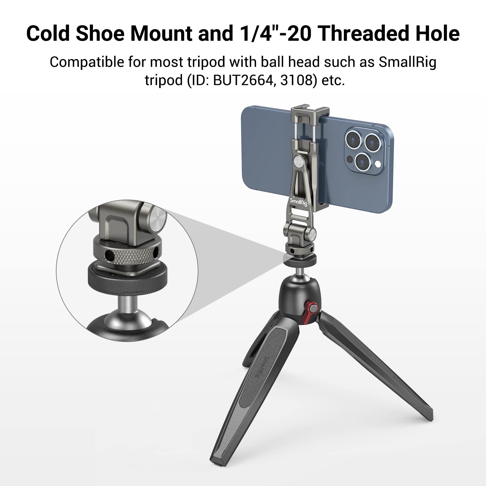 smallrig-3559-handyhalterung-telefonklemme-mit-cold-shoe-und-1-4-gewinde image 2