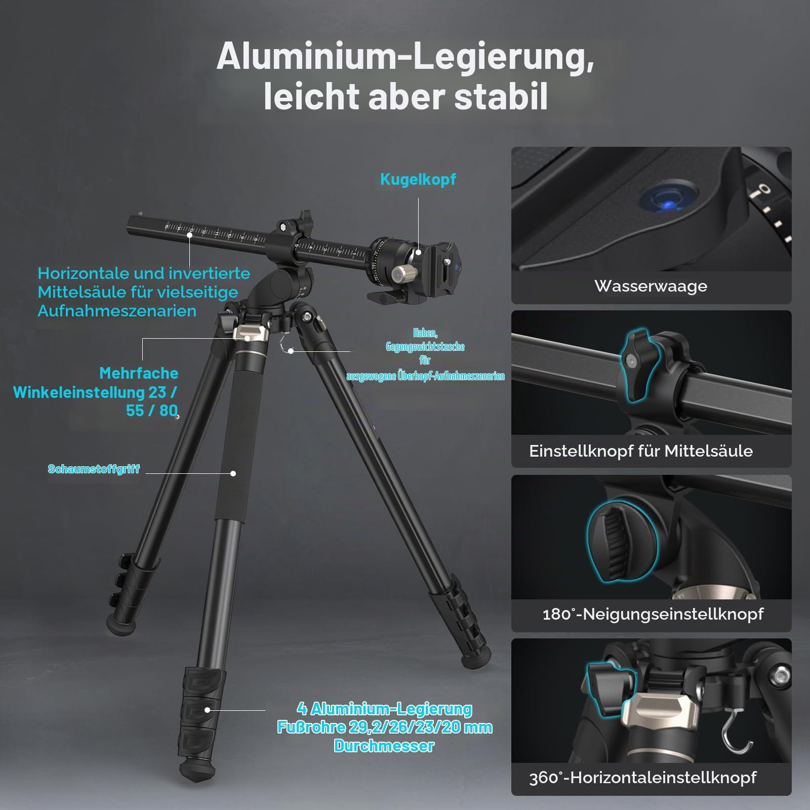 smallrig-ct200-4288-kamerastativ-mit-360-mittels-ule-einbeinstativ-und-smartphon image 8