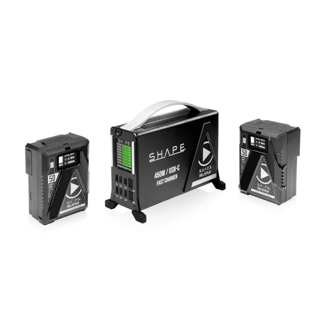 shape-450w-usb-c-fast-charger-kit-mit-2x-50wh-mini-v-mount-akkus image 1