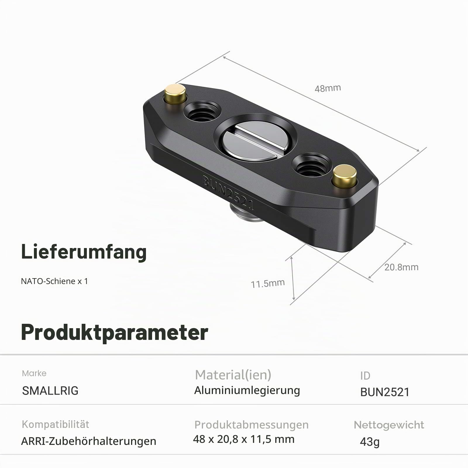 smallrig-bun2521b-nato-rail-48mm-mit-feststellschraube-f-r-arri-standard image 6