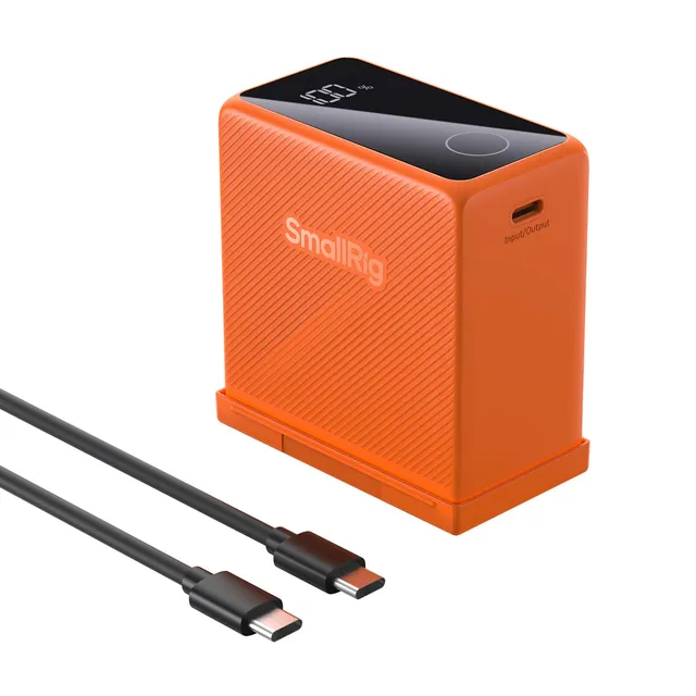 smallrig-np-f970-akku-4576-10500mah-mit-pd-36w-usb-c-und-oled-display-orange image 1