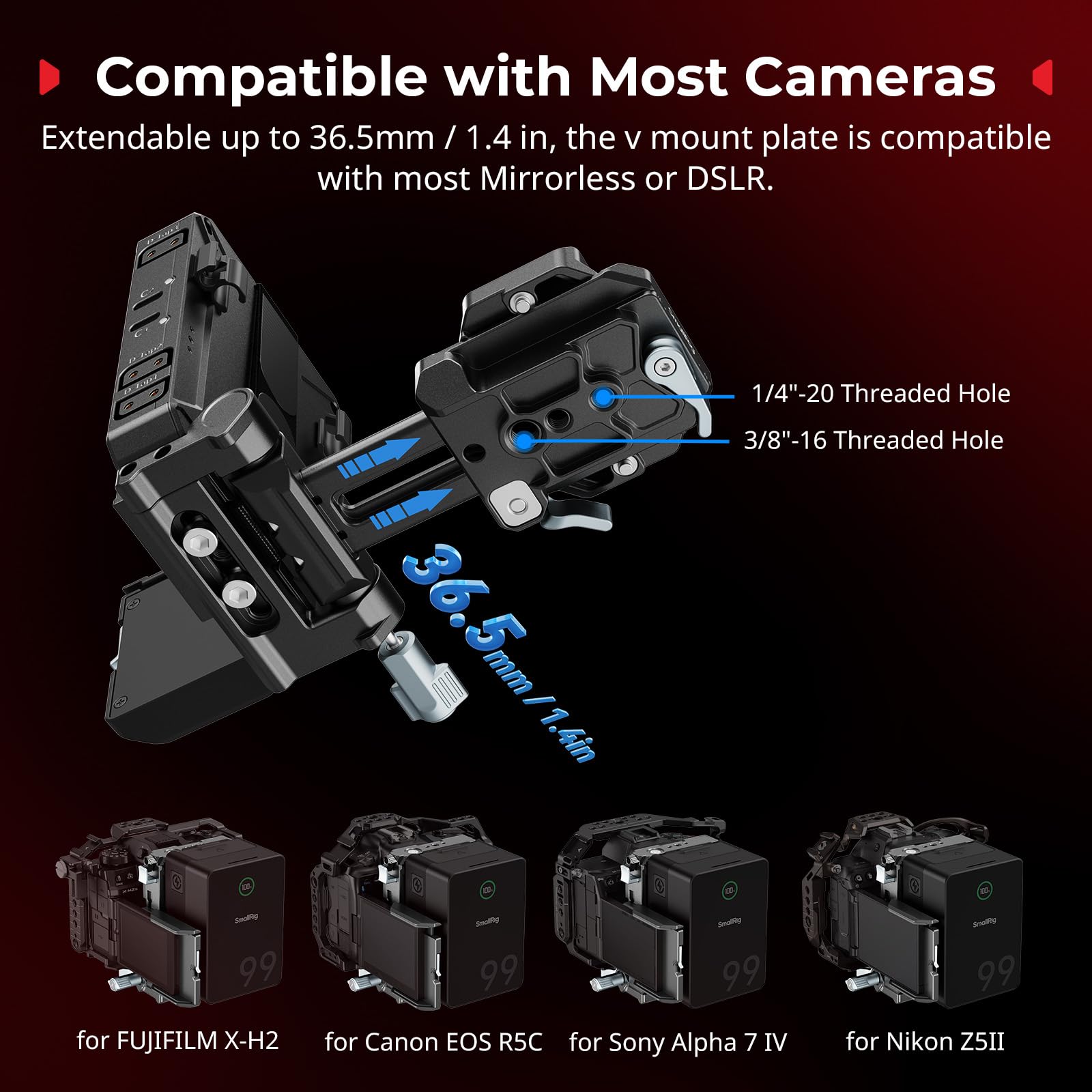 smallrig-v-mount-akkuplatten-kit-arca-qr-mit-lcd-schutz-d-tap-usb-c image 5