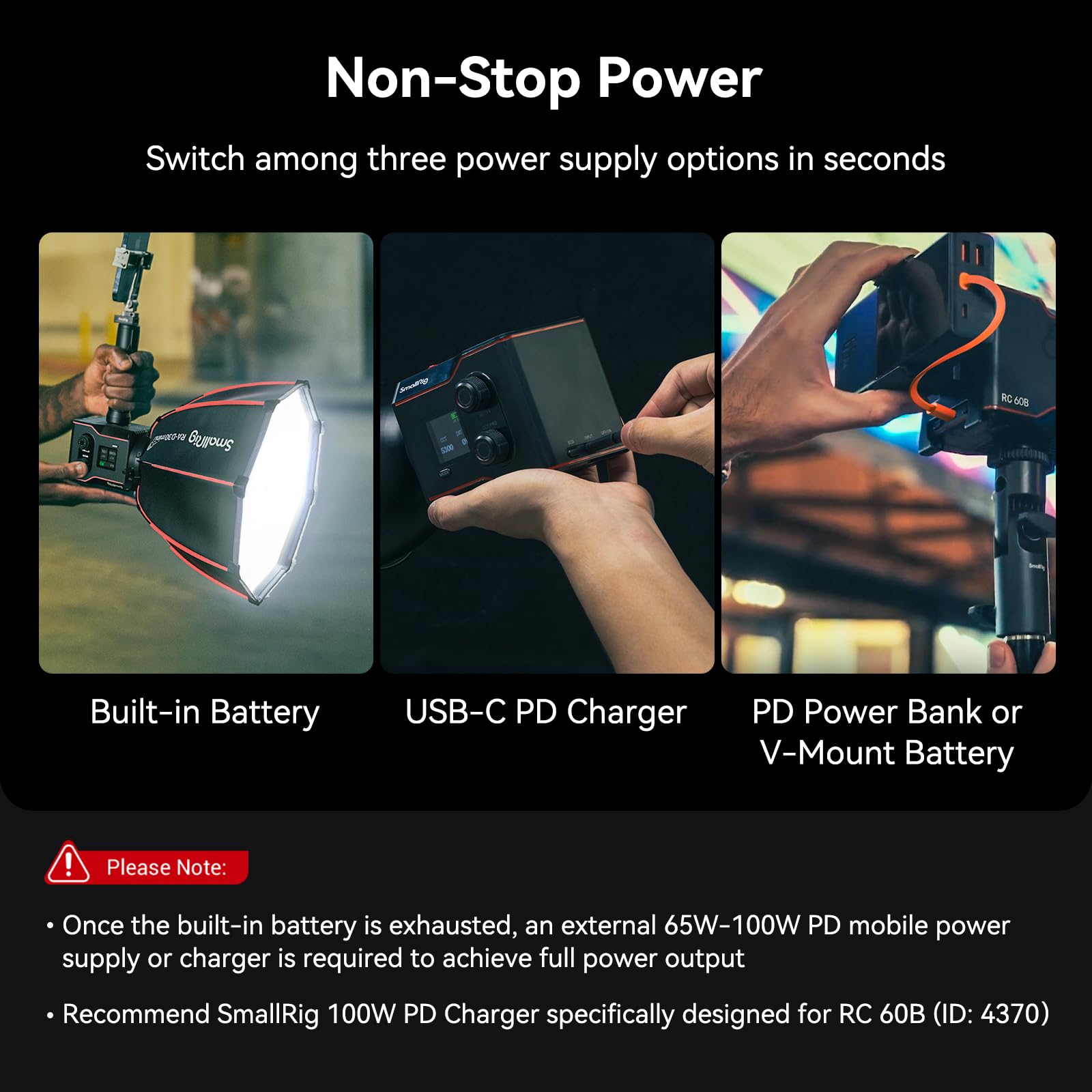 smallrig-4376b-rc60b-cob-videoleuchte-60w-bi-color-mit-akku-3400mah-und-pd-schne image 2