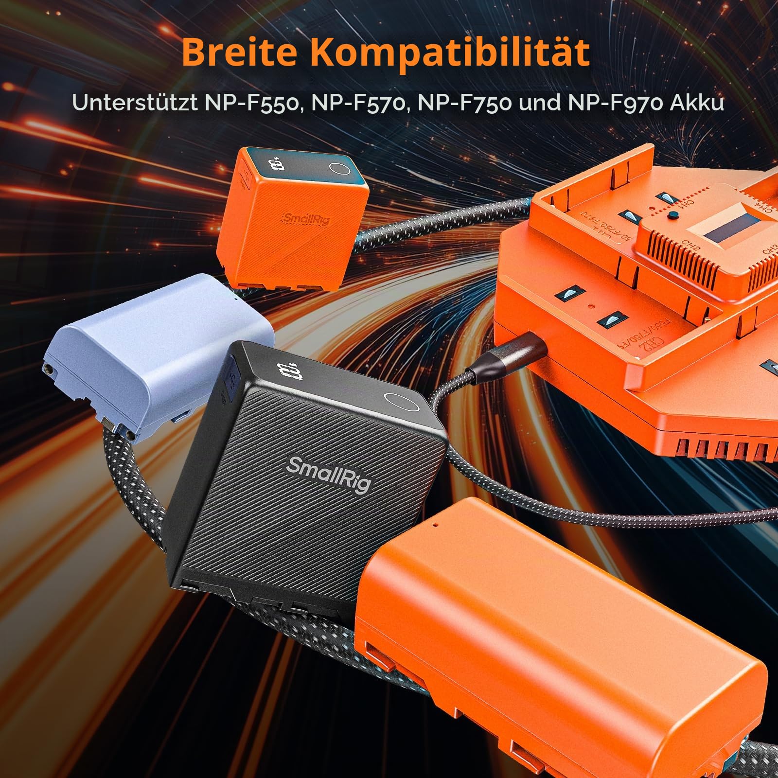 smallrig-np-f970-akkuladeger-t-4-kanal-pd-100w-oled-4837 image 3