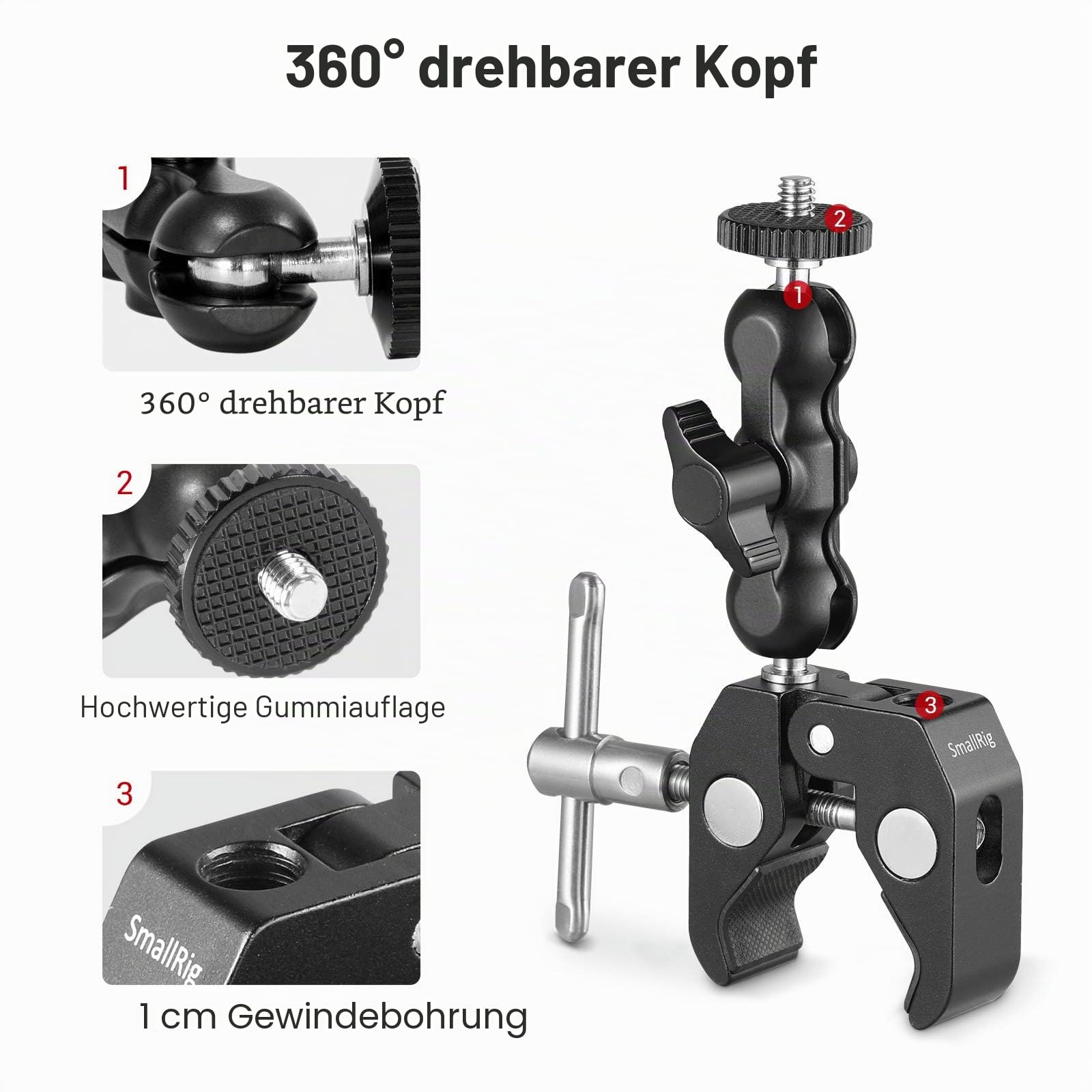 smallrig-2164-super-clamp-mit-kugelkopf-und-1-4-schraube-54mm image 3