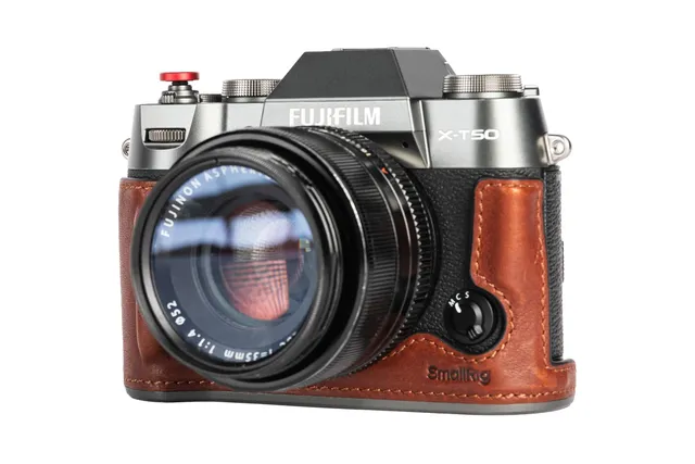 smallrig-4710-half-case-f-r-fujifilm-x-t50-halbleder-braun-gurt image 1