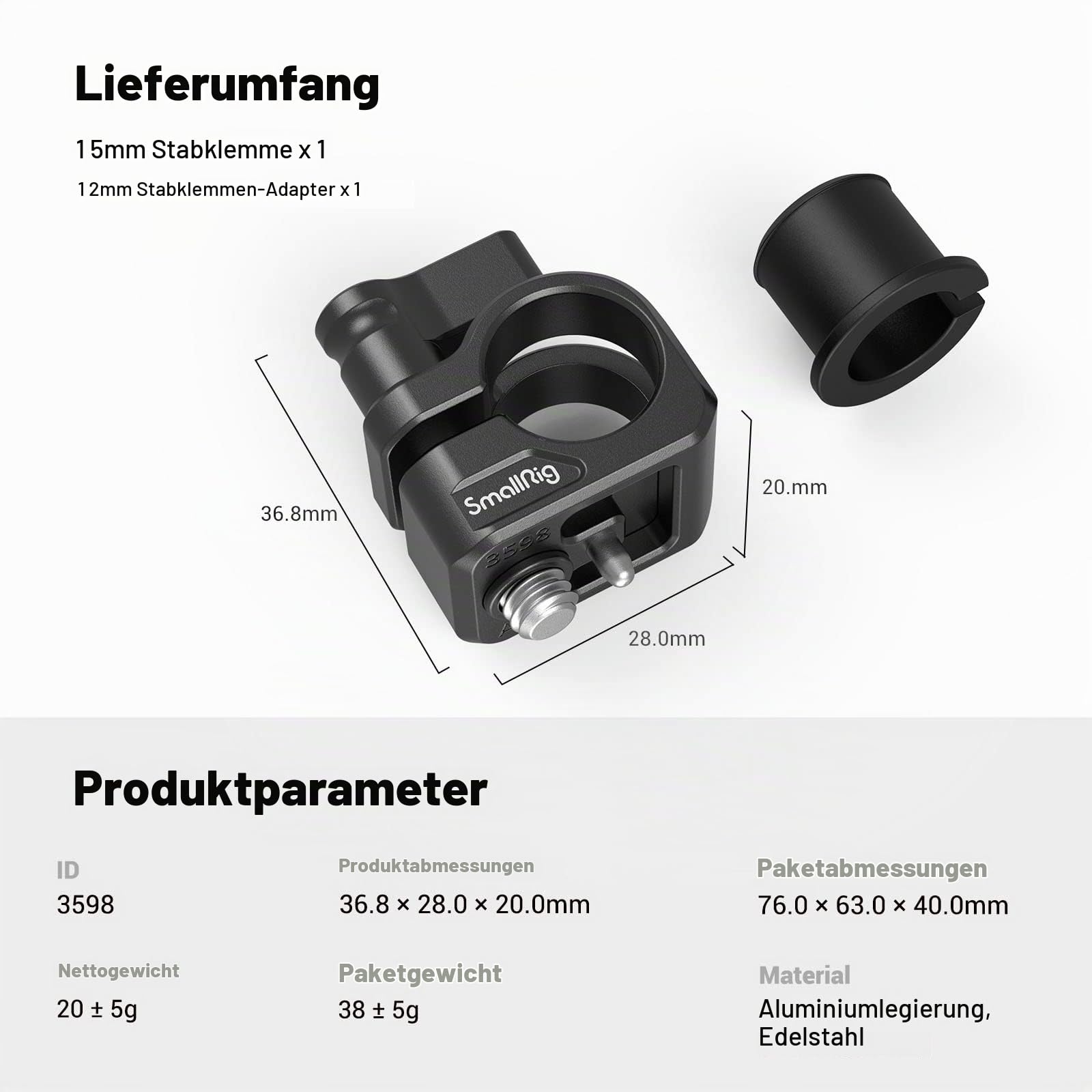 smallrig-12mm-15mm-single-rod-clamp-einzelstangenklemme-f-r-cage image 5