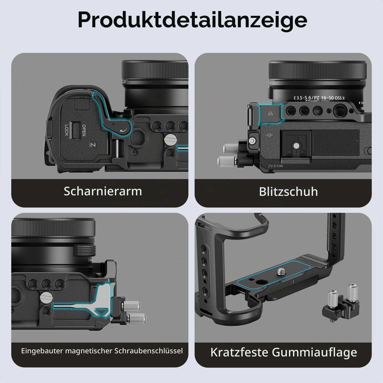 smallrig-zv-e10-ii-cage-kit-4867-f-r-sony-alpha-zv-e10-ii-mit-hdmi-kabelklemme-u image 6