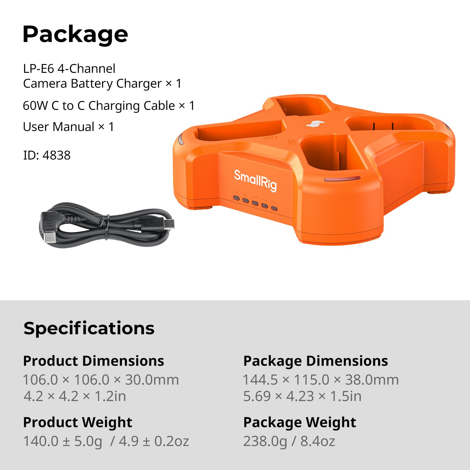 smallrig-4838-4-kanal-akkuladeger-t-f-r-canon-lp-e6nh-mit-pd-60w-usb-c image 7