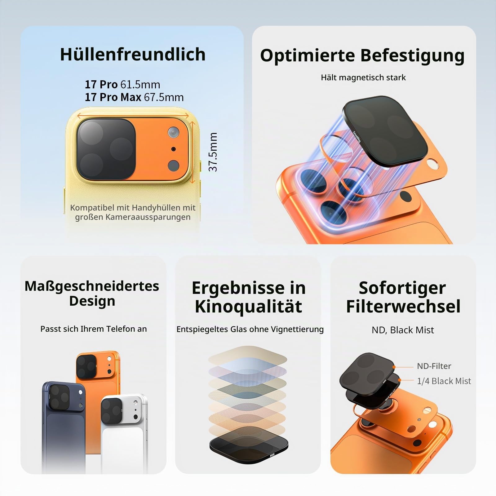 smallrig-6072-square-nd-black-mist-filter-kit-f-r-iphone-17-pro-6-teilig-orange image 2