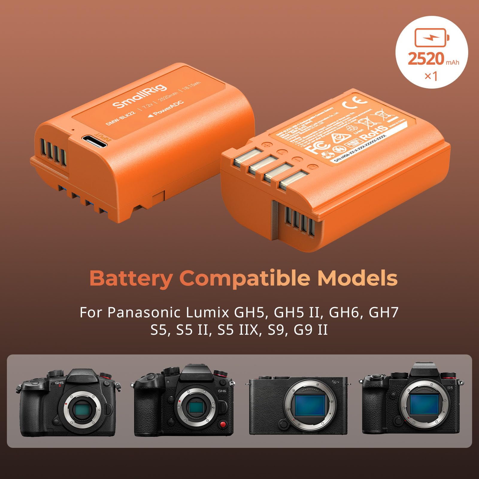 smallrig-4979-camera-battery-dmw-blk22-2520mah-usb-c-f-r-panasonic-lumix image 4