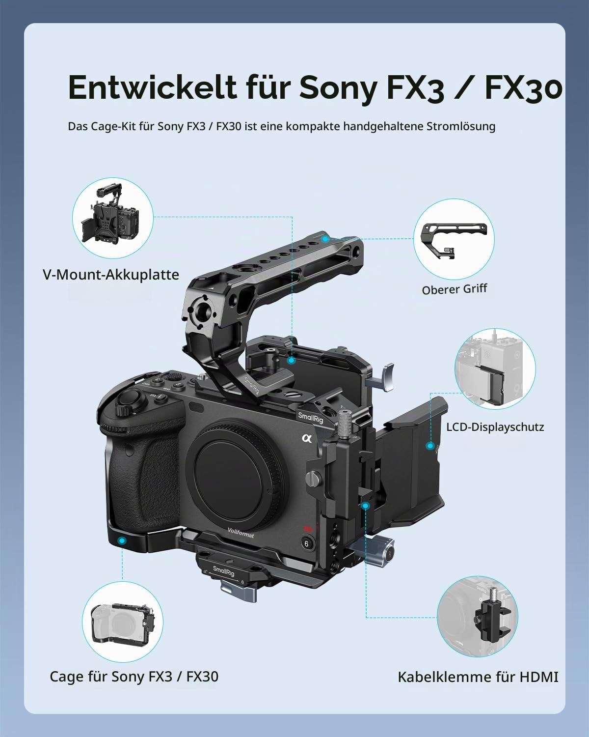 smallrig-5823-cage-kit-f-r-sony-fx3-fx30-mit-v-mount-platte image 2