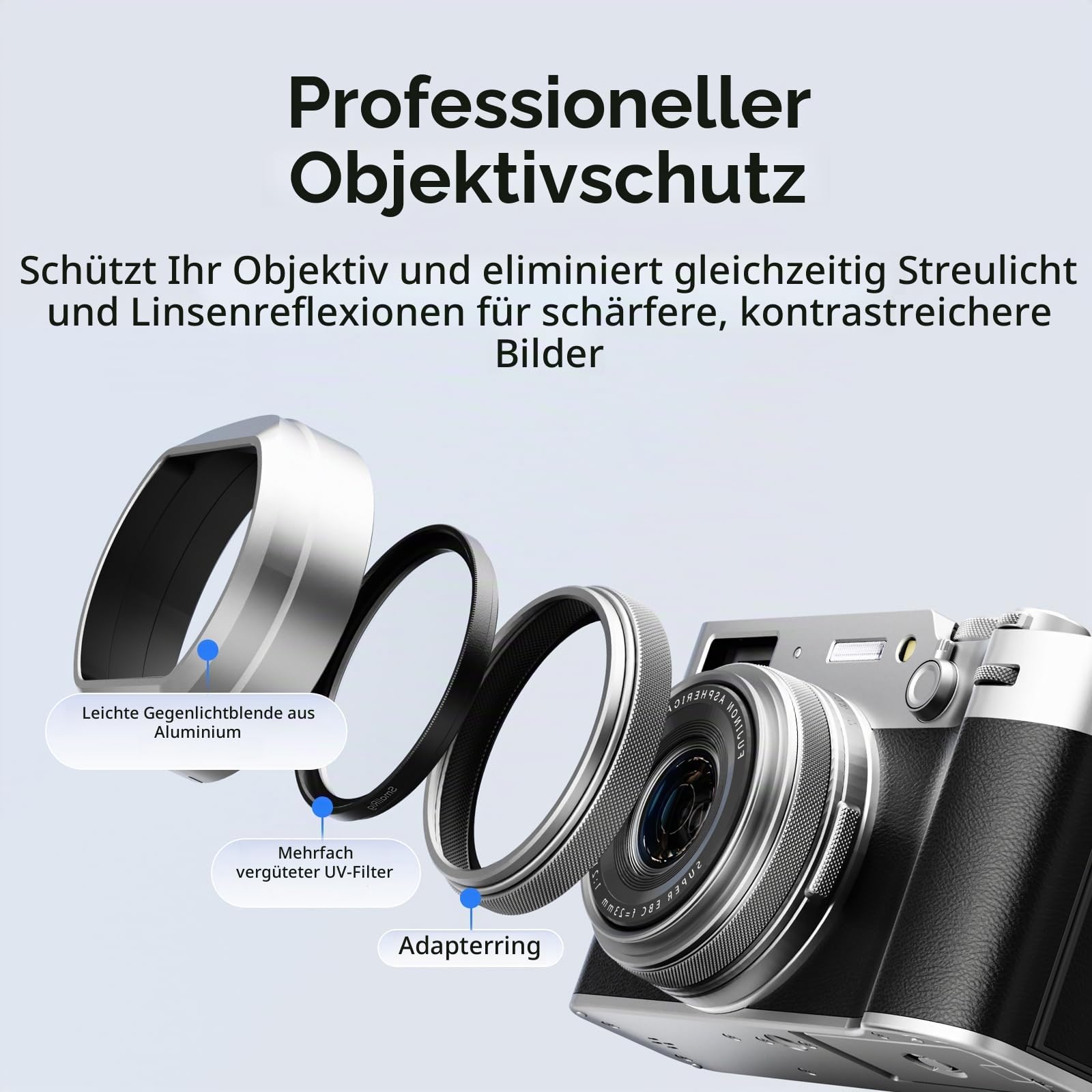 smallrig-5851-uv-filter-mit-gegenlichtblende-silber-f-r-fujifilm-x100vi-x100v image 2