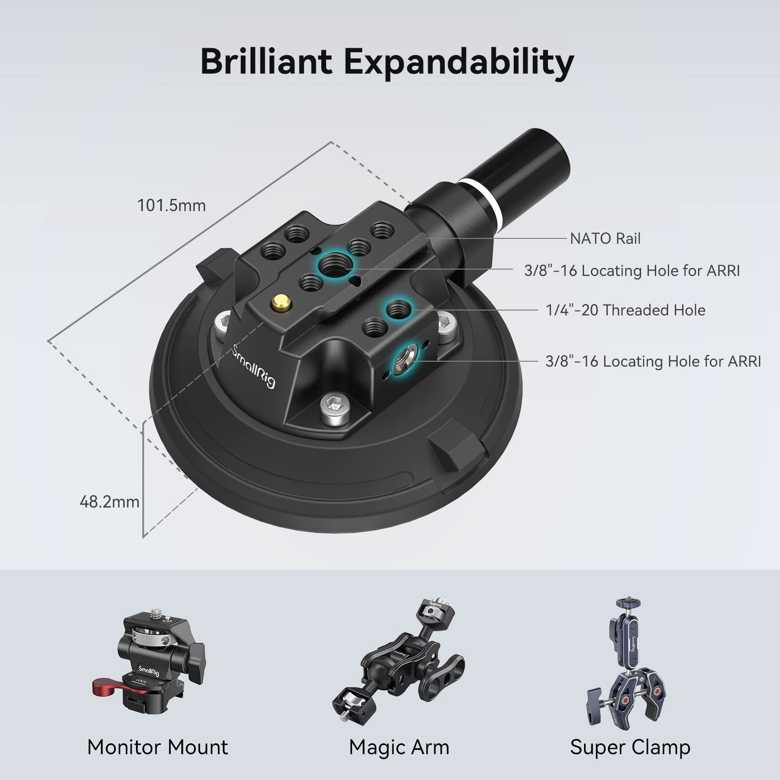 smallrig-4122c-4-zoll-saugnapf-kamerahalterung-bis-2-kg-f-r-auto image 4