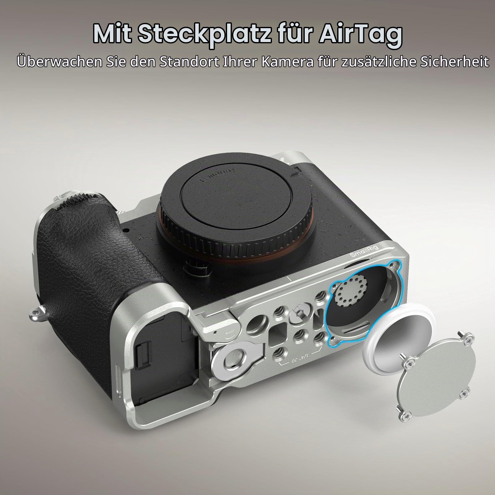 smallrig-grundplatte-5482-f-r-sony-alpha-7c-ii-7cr-mit-airtag-slot-silber image 3