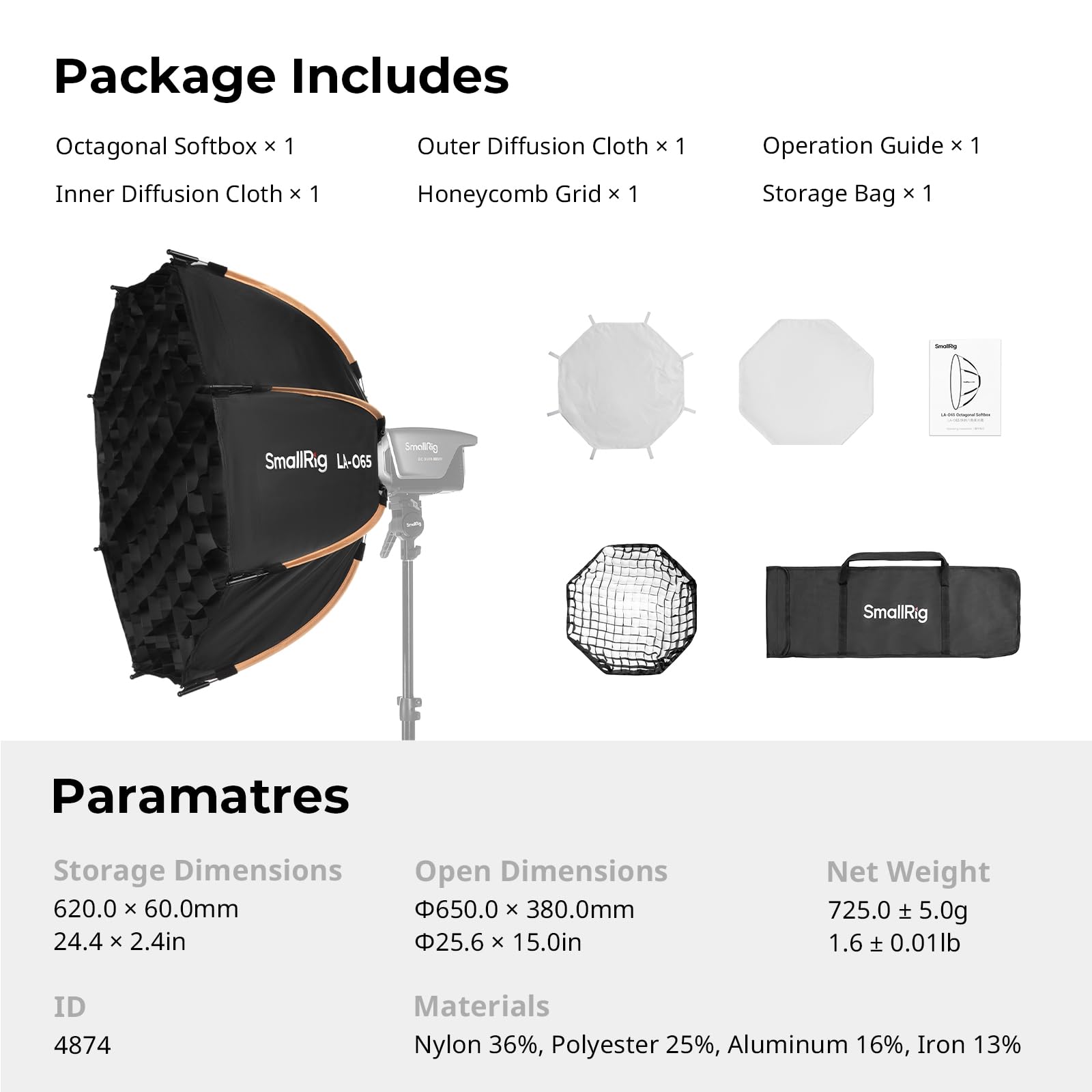smallrig-la-o65-65-cm-octagon-softbox-mit-bowens-mount-f-r-cob-leuchten image 7