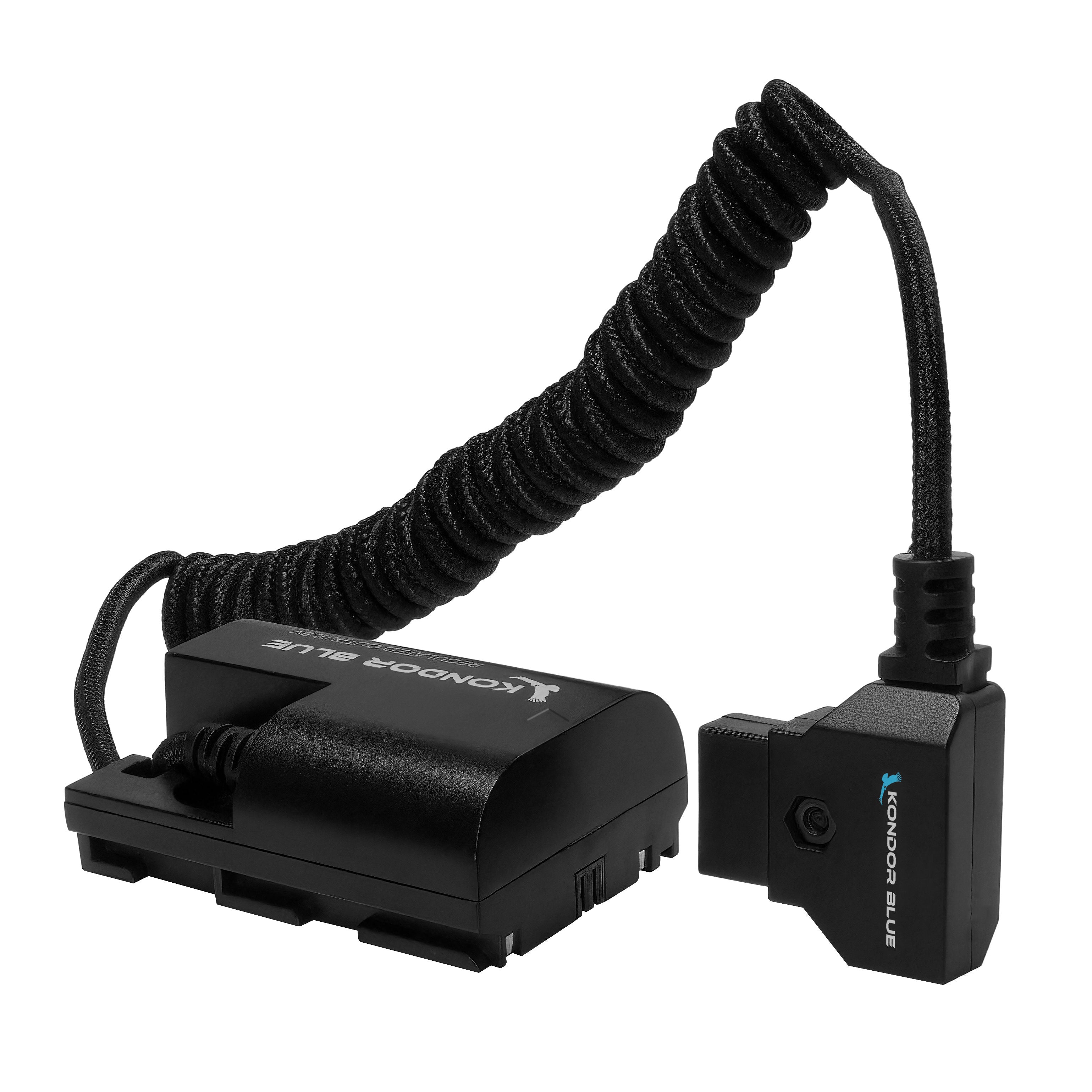 kondor-blue-d-tap-auf-canon-lp-e6-nh-dummy-batterie-kabel-spiral image 6