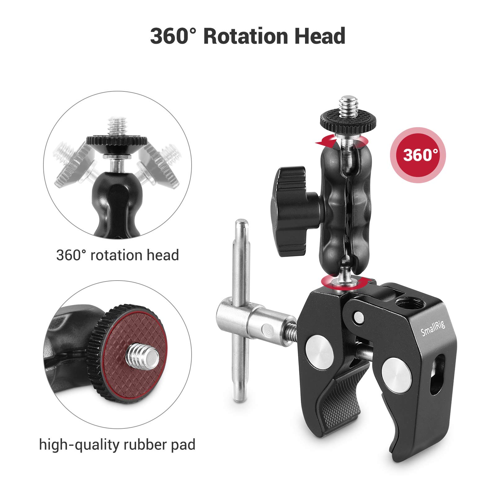 smallrig-2161-super-clamp-klemme-mit-magic-arm-1-4-zoll image 3