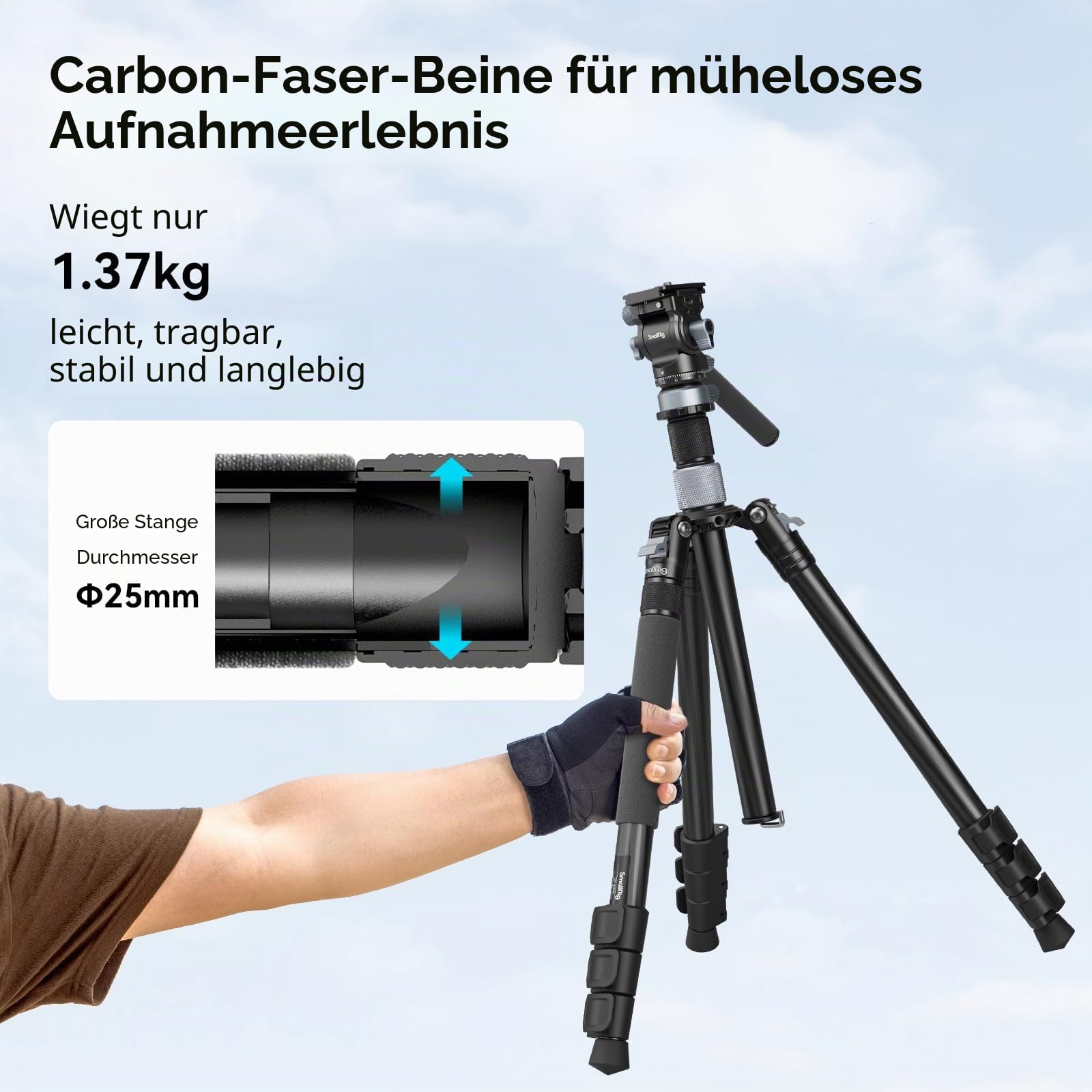 smallrig-4221-freeblazer-63-carbon-video-reisestativ-mit-fluidkopf-f-r-4-kg image 3