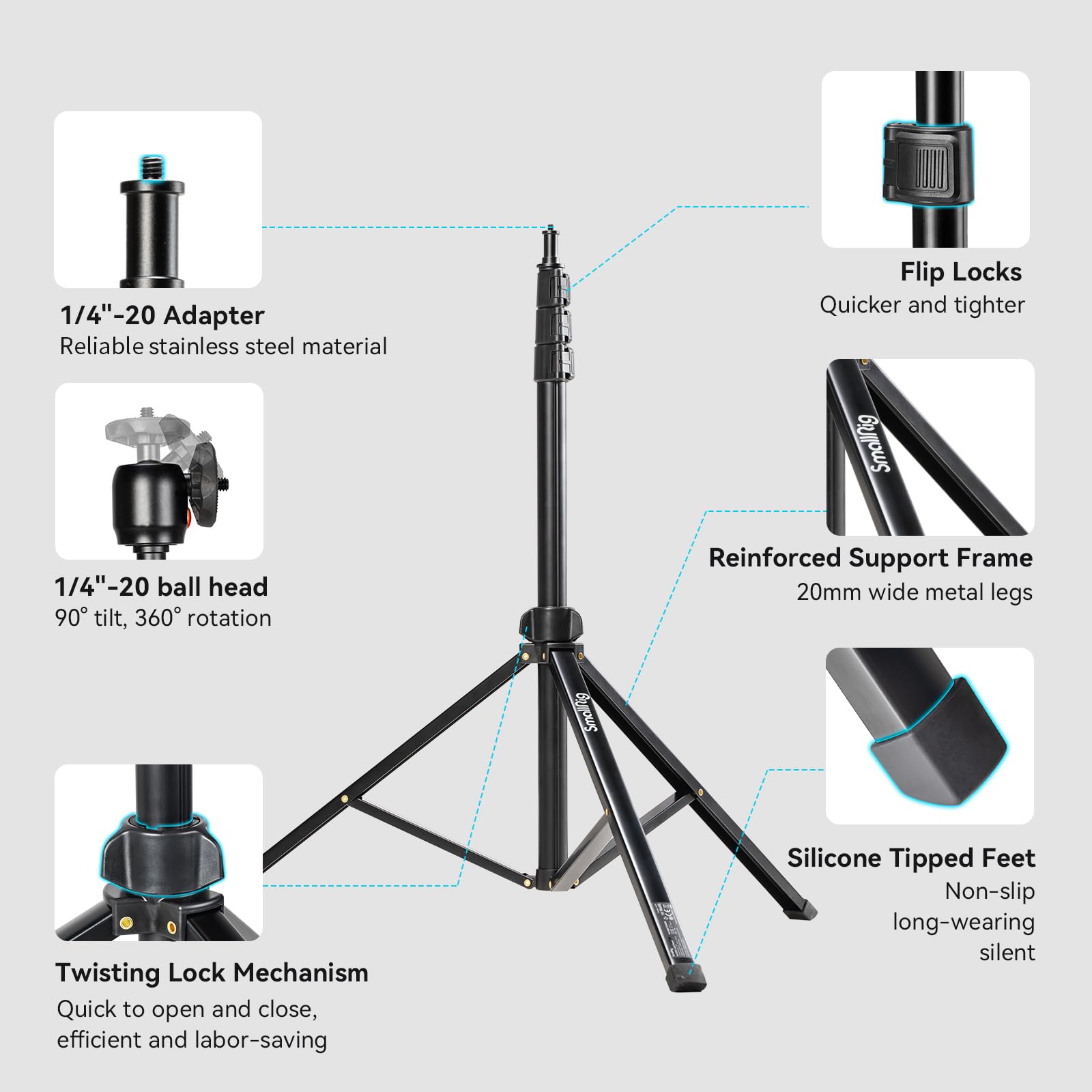 smallrig-ra-s200-lichtstativ-200-cm-4379-bis-4-kg-faltbar-56-cm image 5