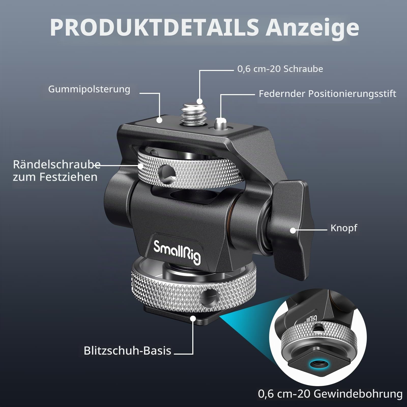 smallrig-2905b-kamera-monitor-halterung-mit-kaltschuh-und-anti-twist image 2