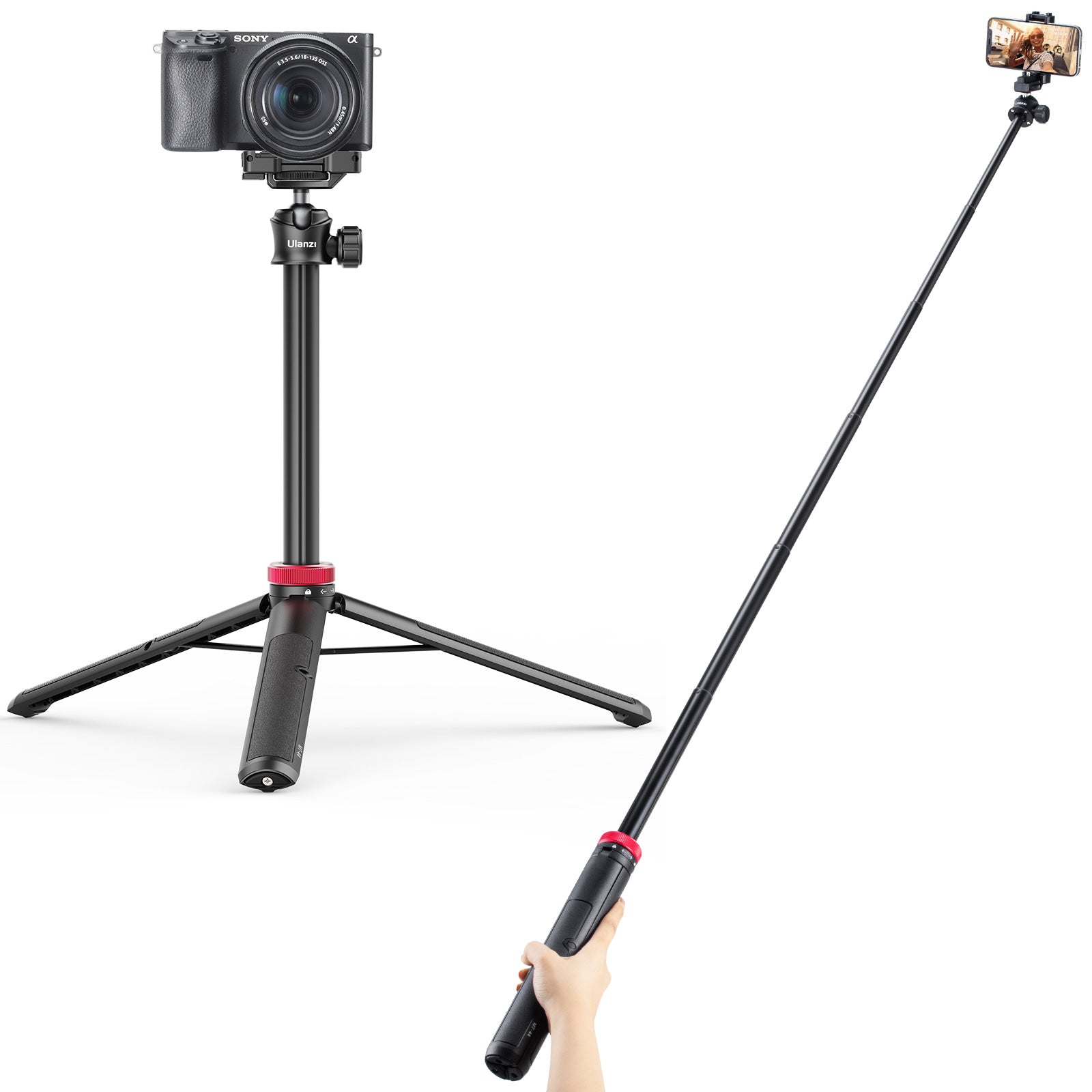 ulanzi-mt-44-2502b-ausziehbares-vlog-stativ-146-5cm-mit-handyhalter image 1