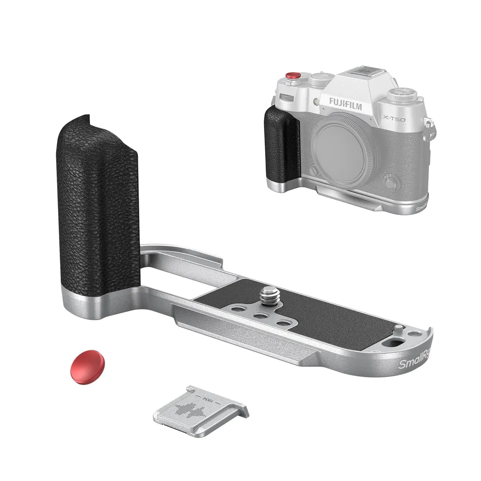 smallrig-4713c-l-f-rmiger-silikongriff-silber-f-r-fujifilm-x-t50-mit-arca-platte image 1