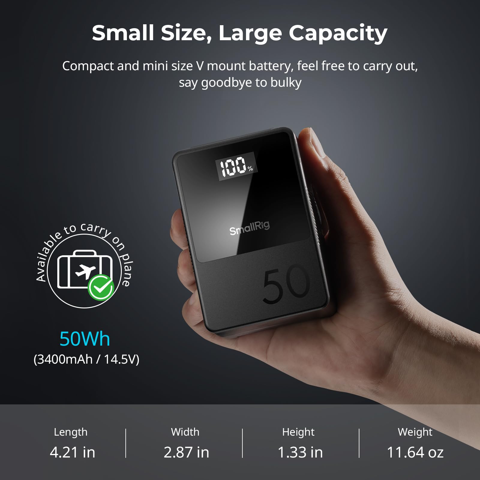 smallrig-vb50-3579b-mini-v-mount-akku-50wh-mit-oled-und-45w-pd-usb-c image 3